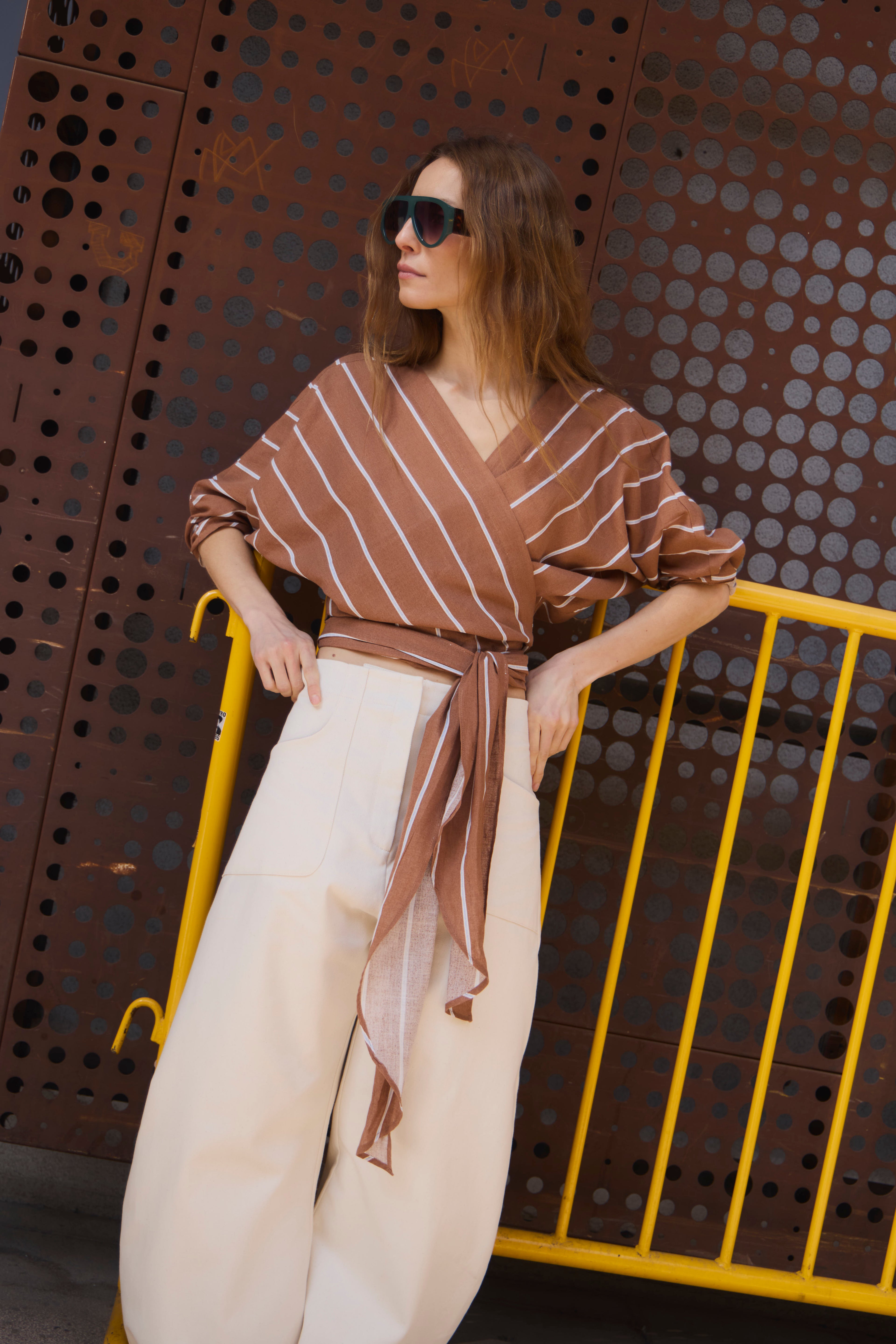 Kimono Capitaine Listado Camel