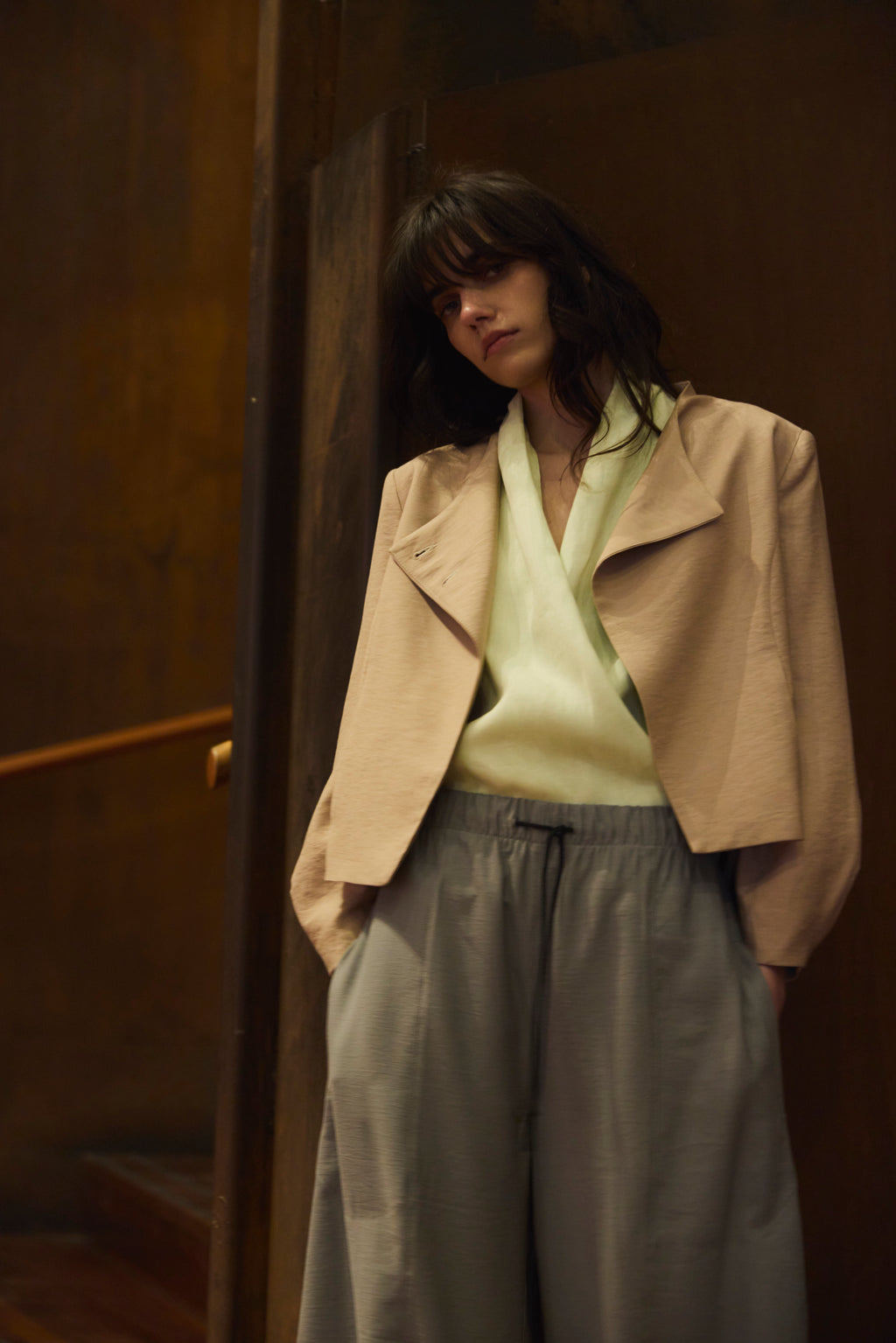 Chaqueta Blazer Deux Tencel Beige