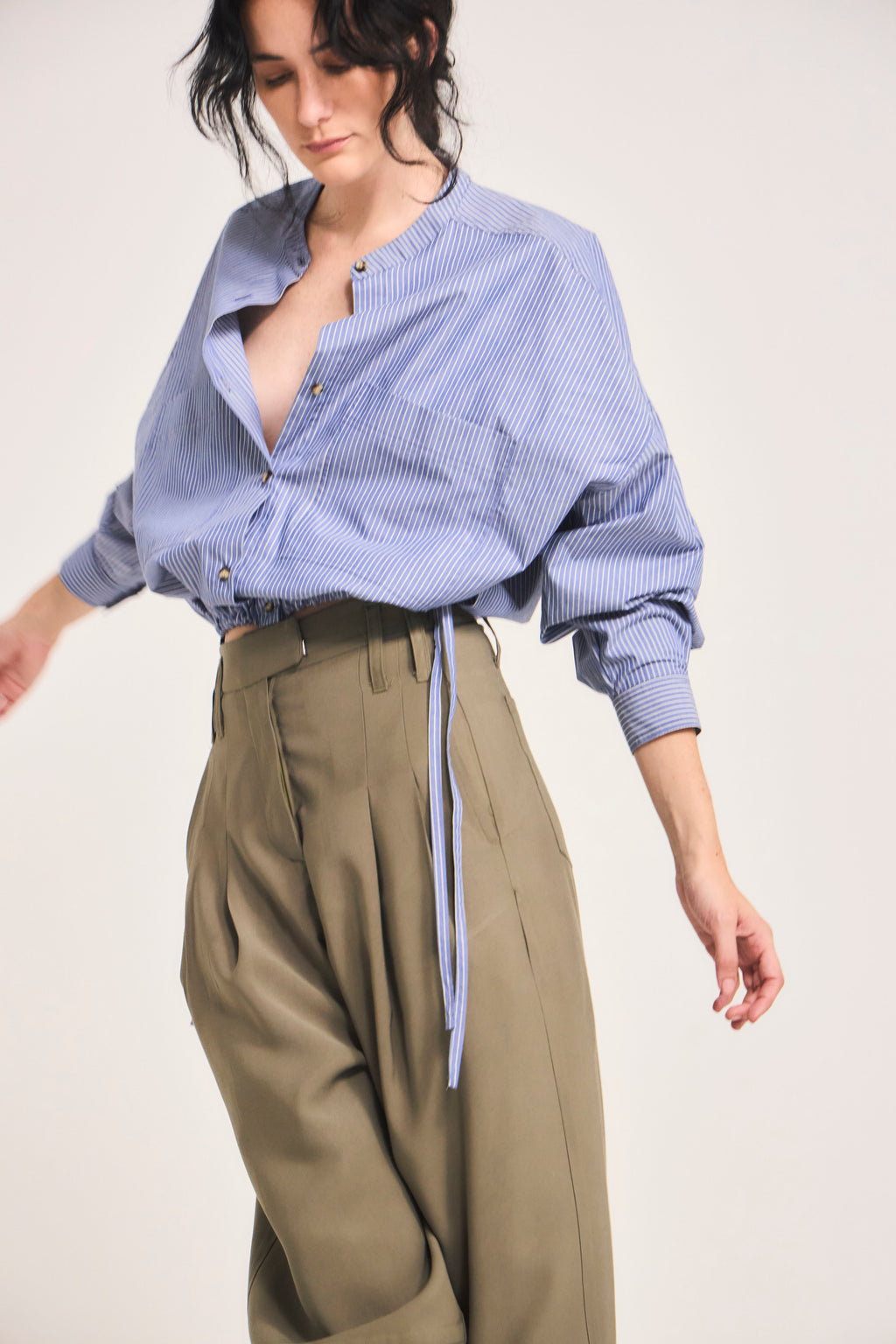 Blusa Mer Algodón Listada Azul