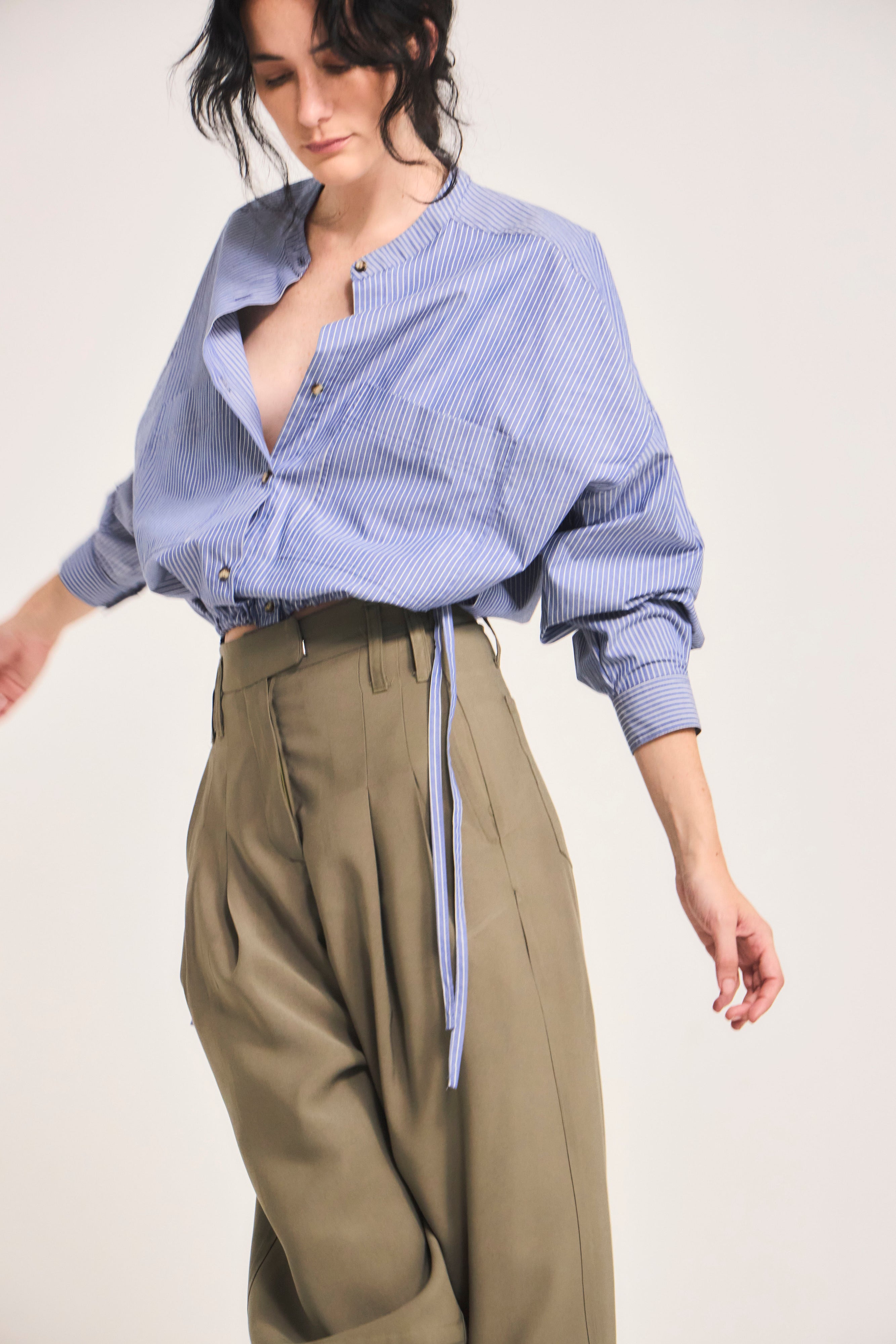 Blusa Mer Algodón Listada Azul