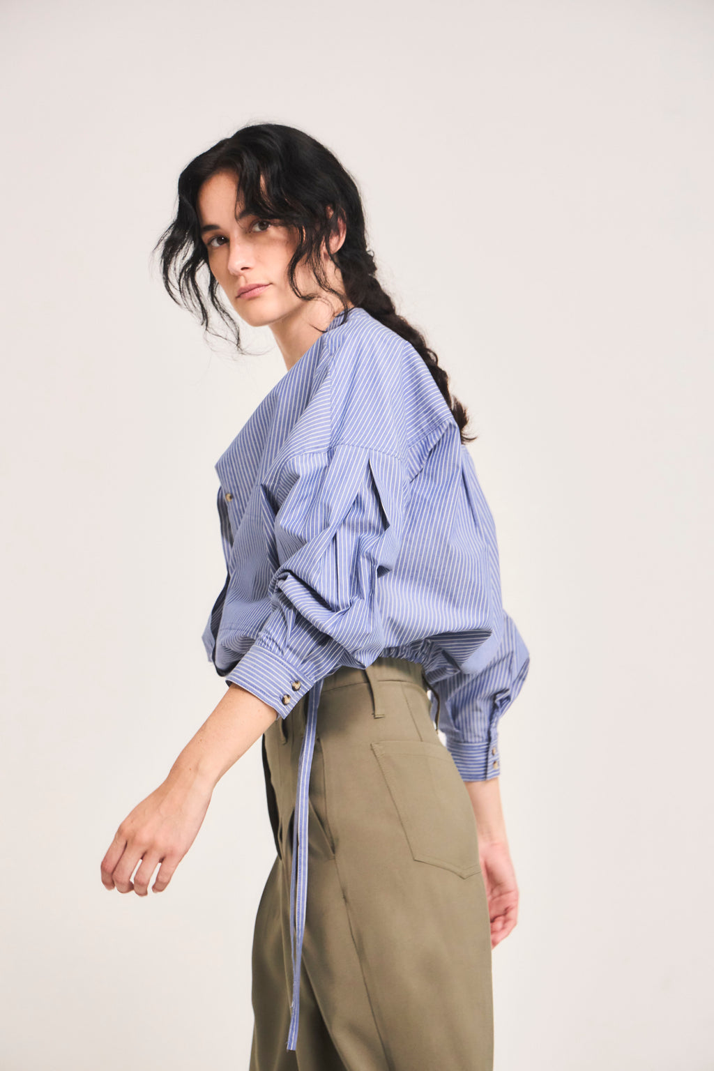 Blusa Mer Algodón Listada Azul