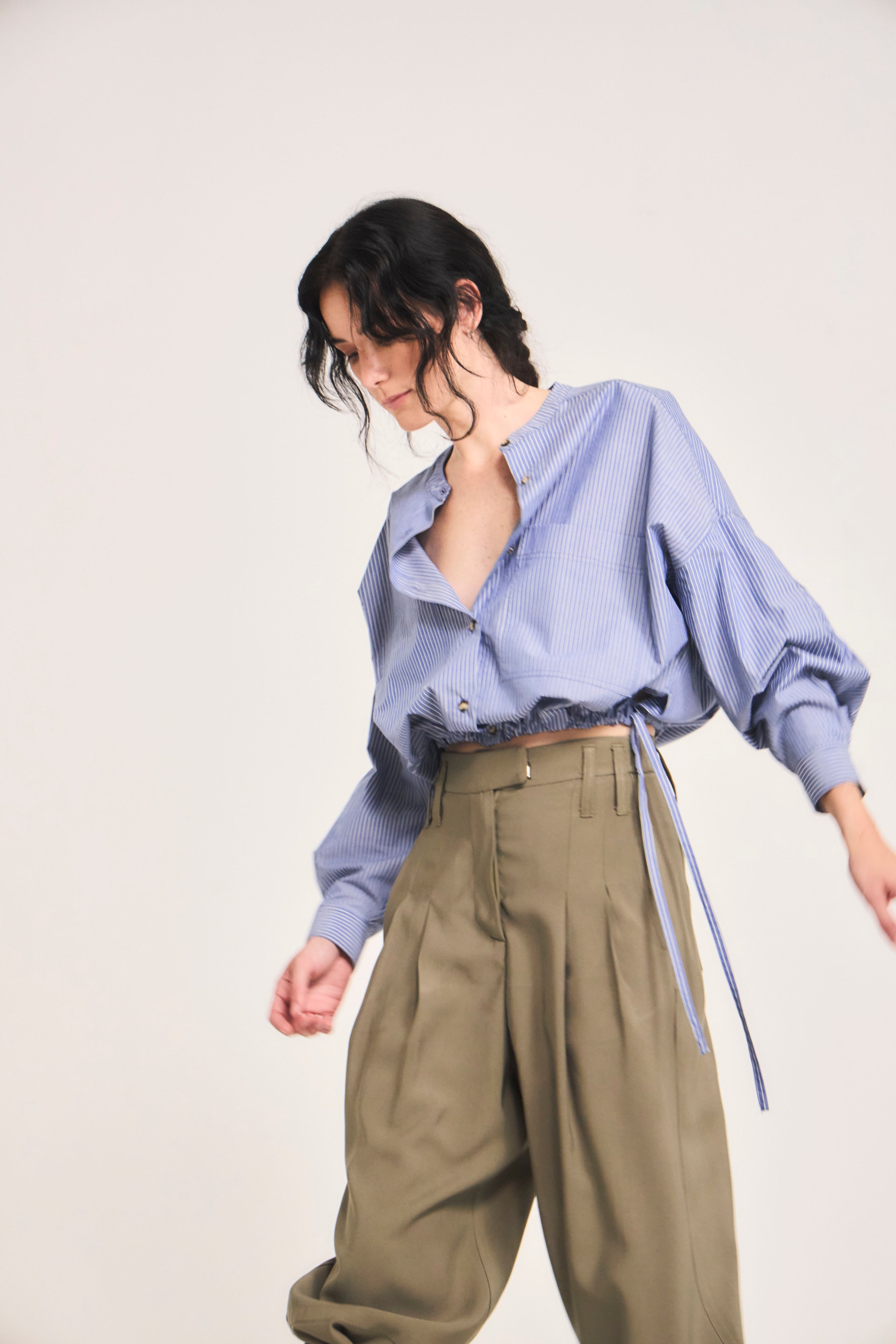 Blusa Mer Algodón Listada Azul