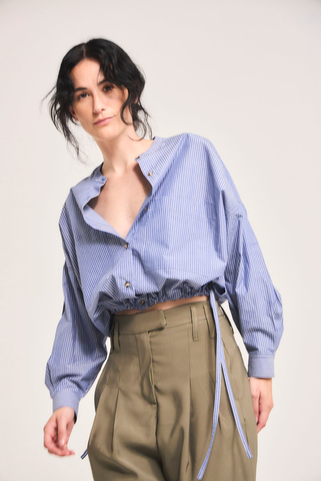 Blusa Mer Algodón Listada Azul