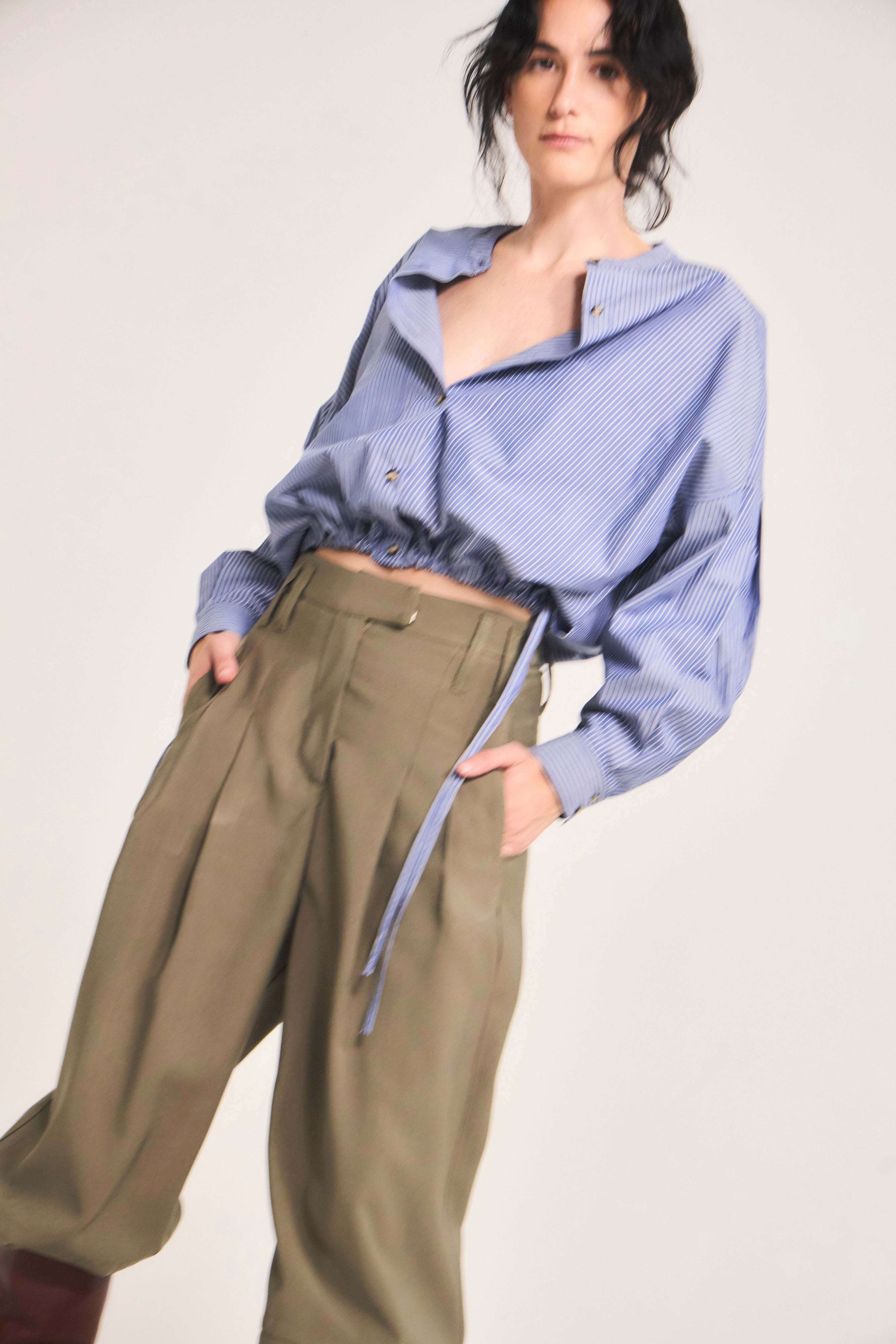Blusa Mer Algodón Listada Azul