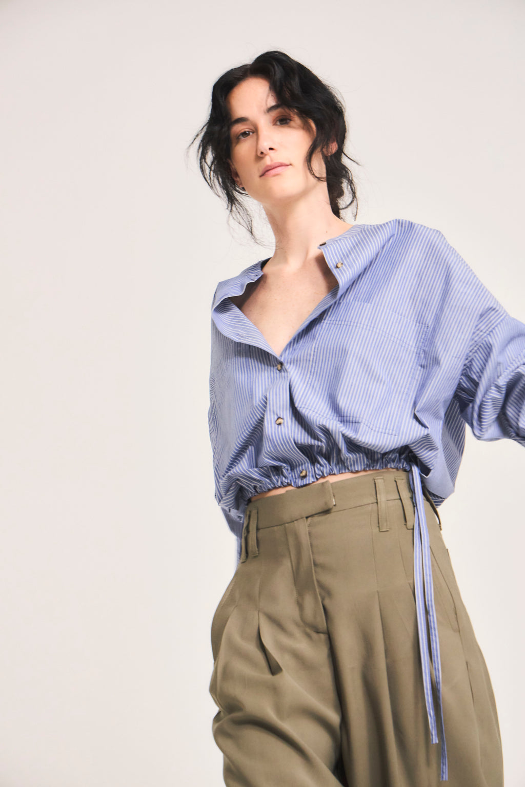 Blusa Mer Algodón Listada Azul