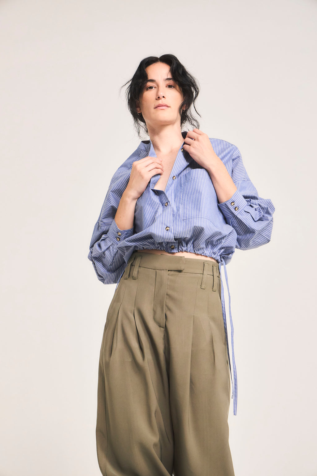 Blusa Mer Algodón Listada Azul
