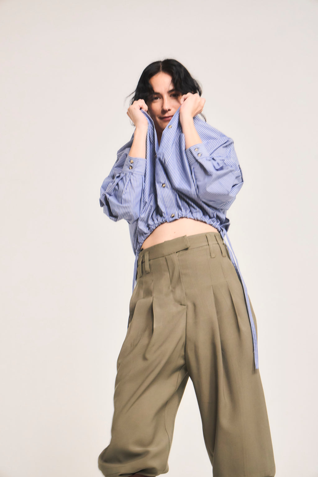 Blusa Mer Algodón Listada Azul