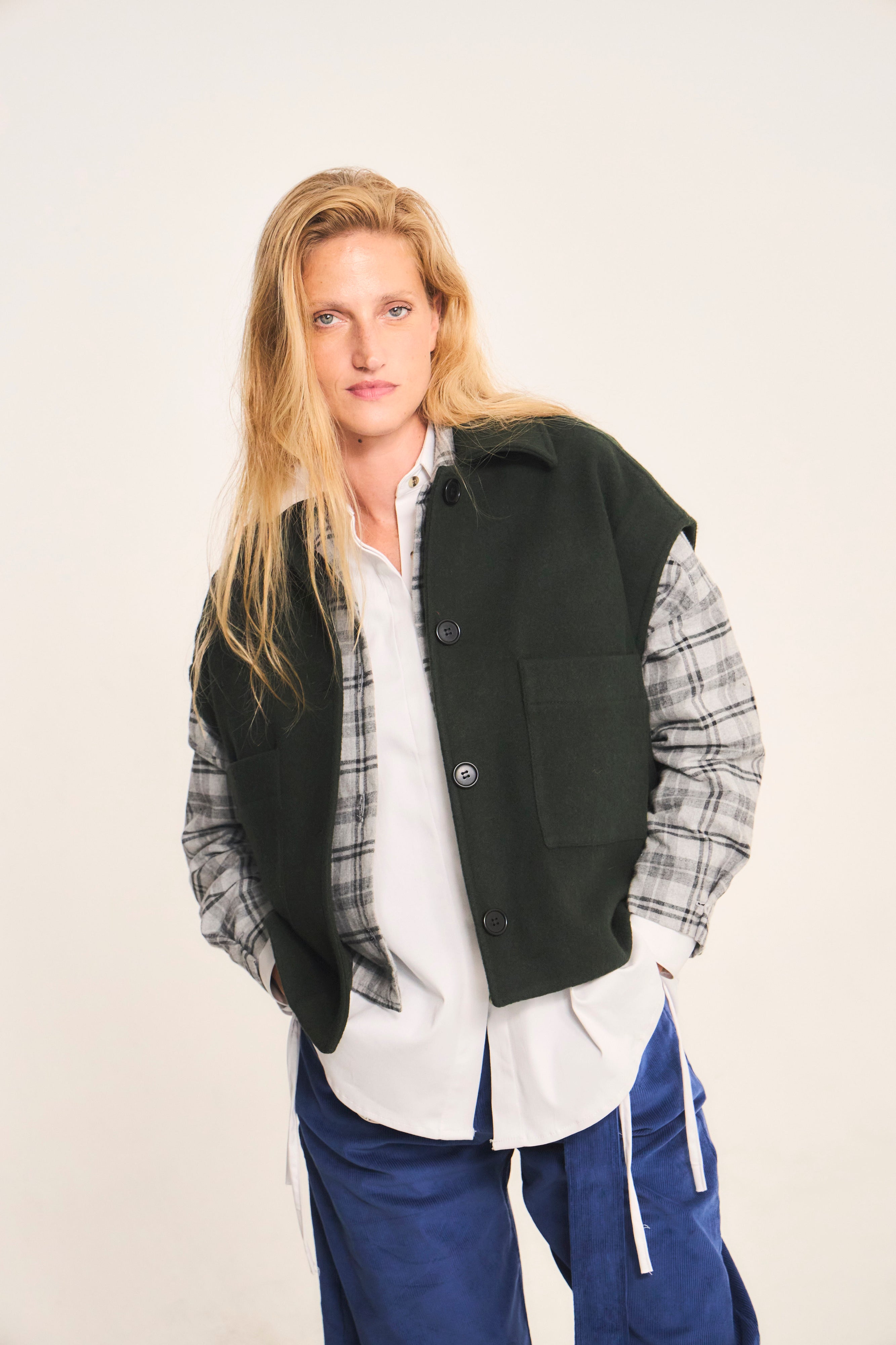 Chaqueta Sin Manga Outremer 100% Lana Verde