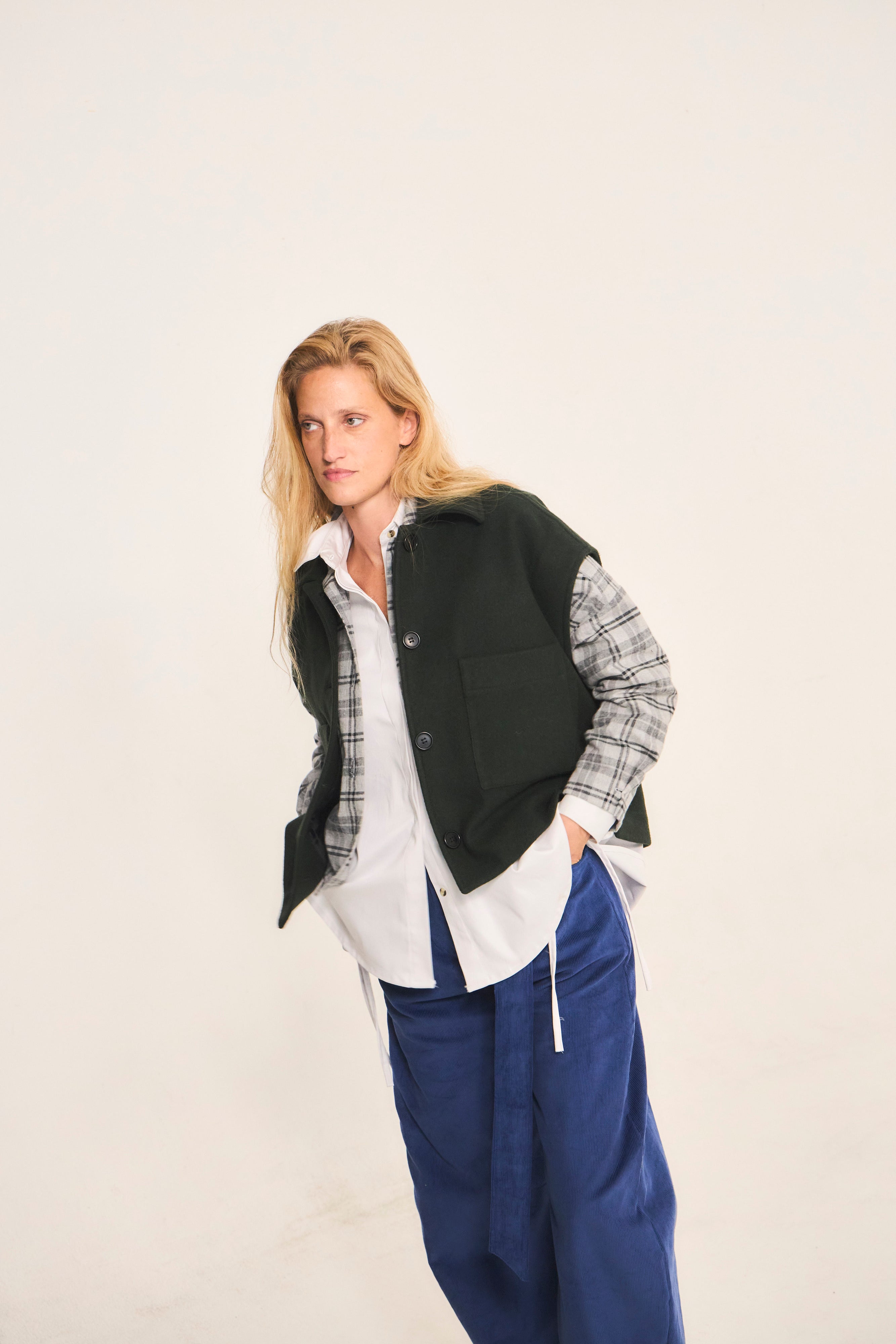 Chaqueta Sin Manga Outremer 100% Lana Verde