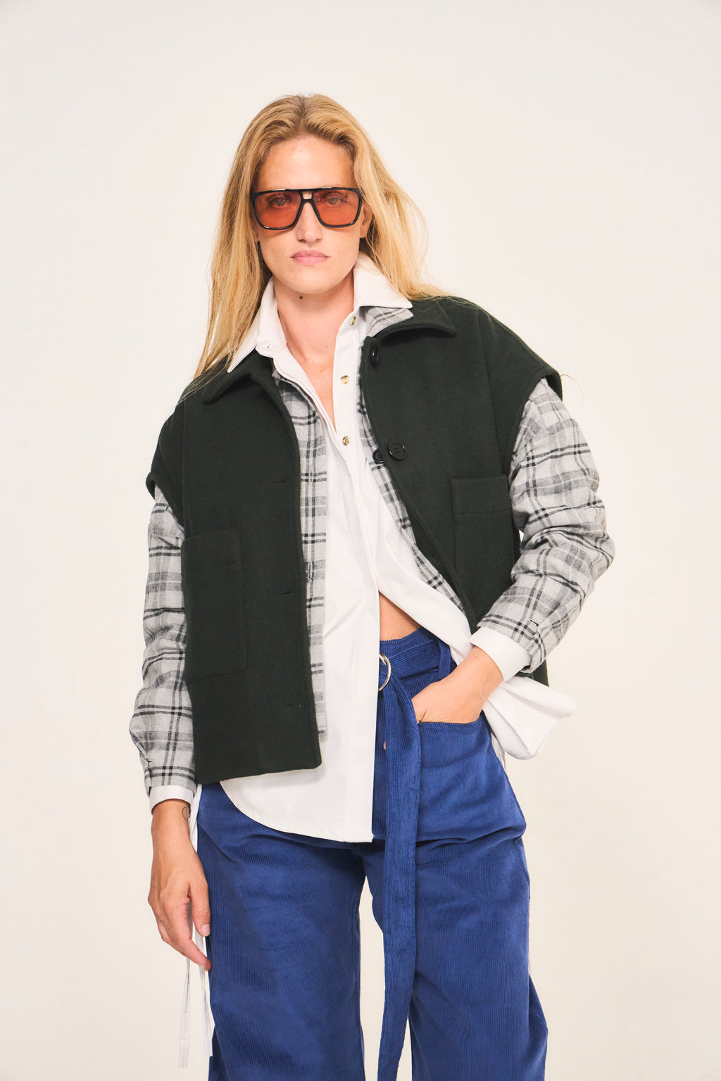 Chaqueta Sin Manga Outremer 100% Lana Verde