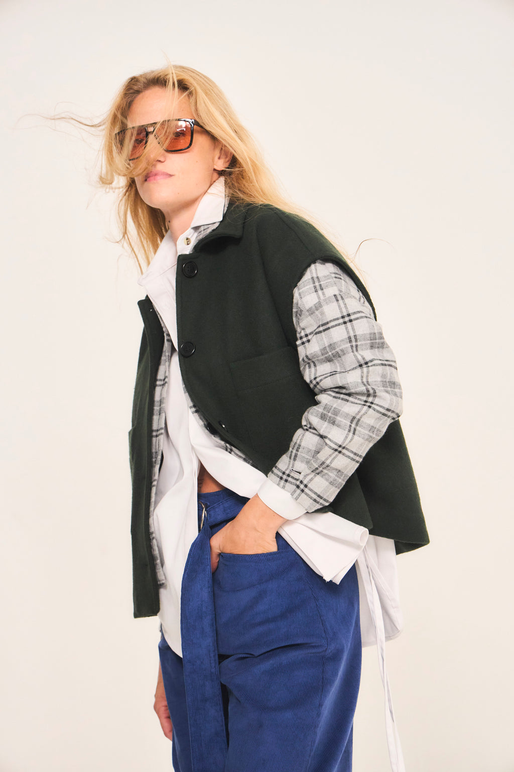 Chaqueta Sin Manga Outremer 100% Lana Verde