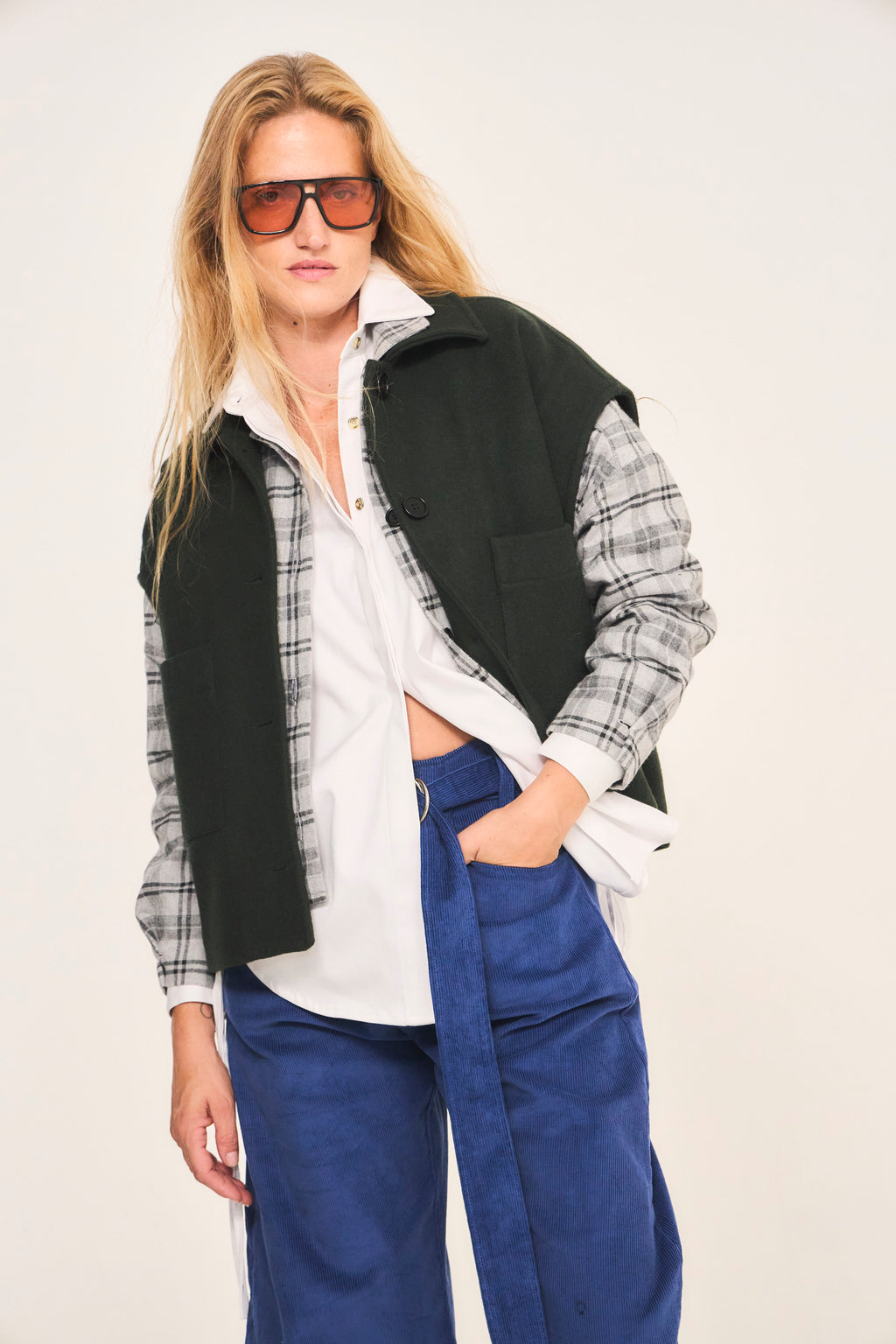 Chaqueta Sin Manga Outremer 100% Lana Verde