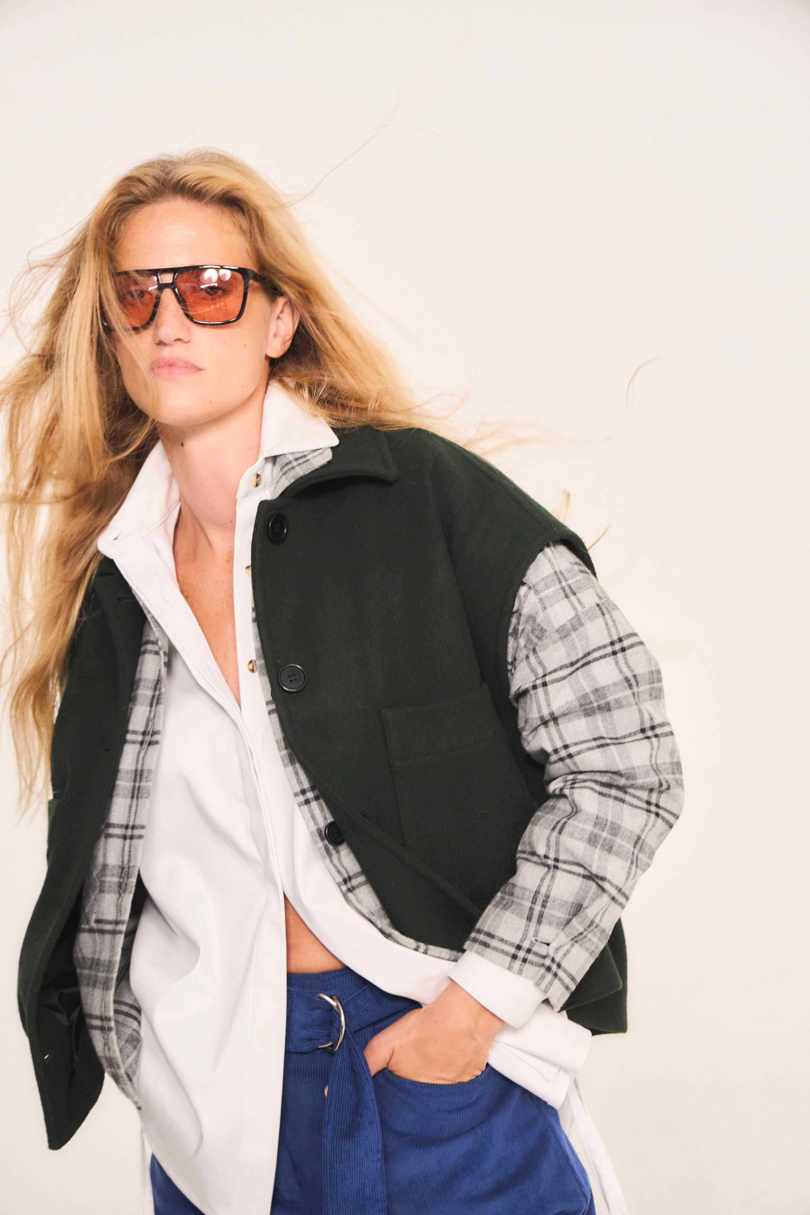 Chaqueta Sin Manga Outremer 100% Lana Verde