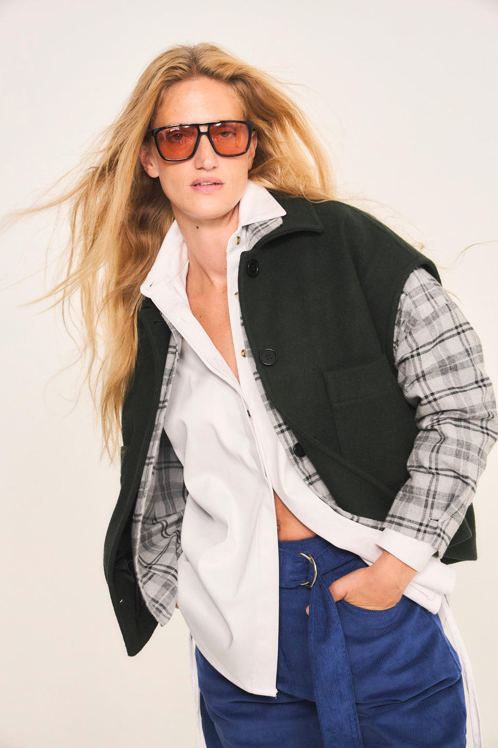 Chaqueta Sin Manga Outremer 100% Lana Verde