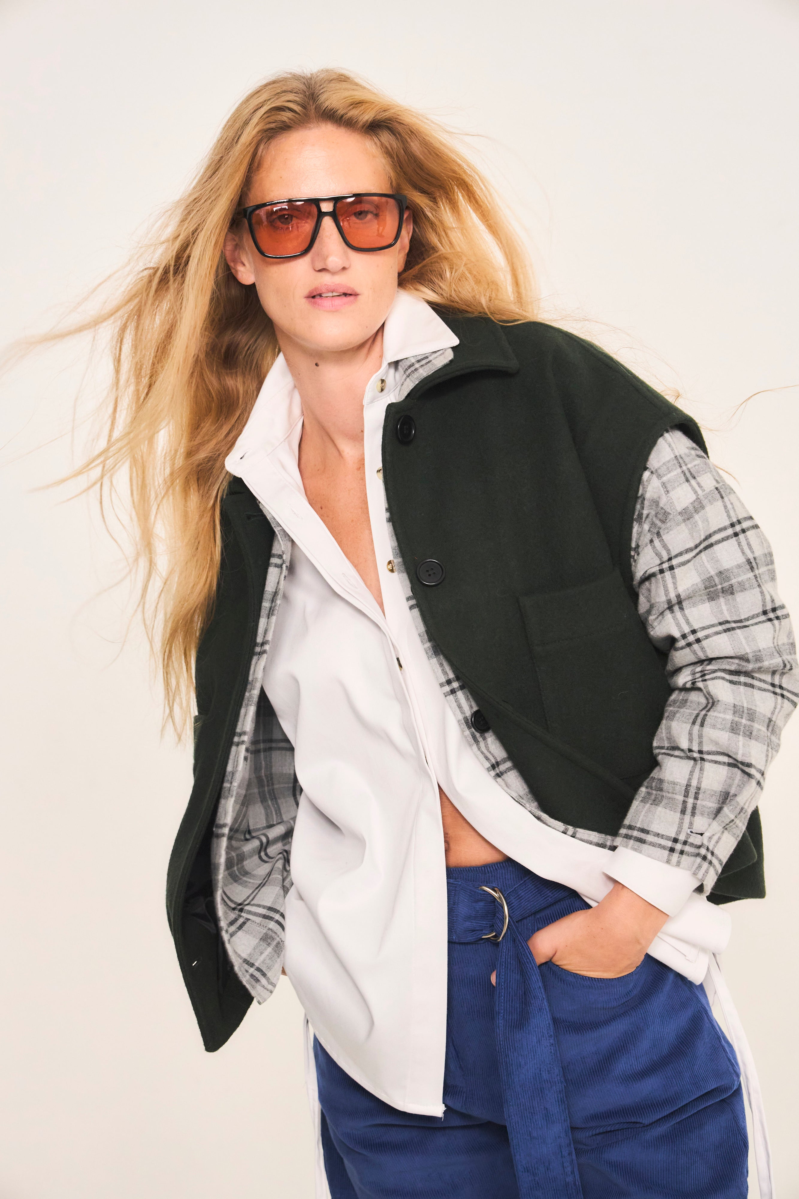 Chaqueta Sin Manga Outremer 100% Lana Verde