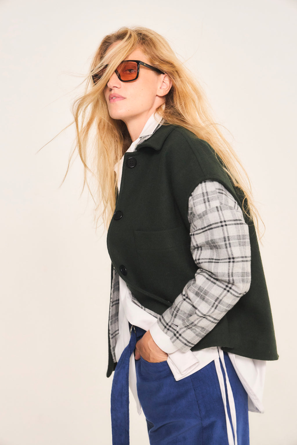 Chaqueta Sin Manga Outremer 100% Lana Verde