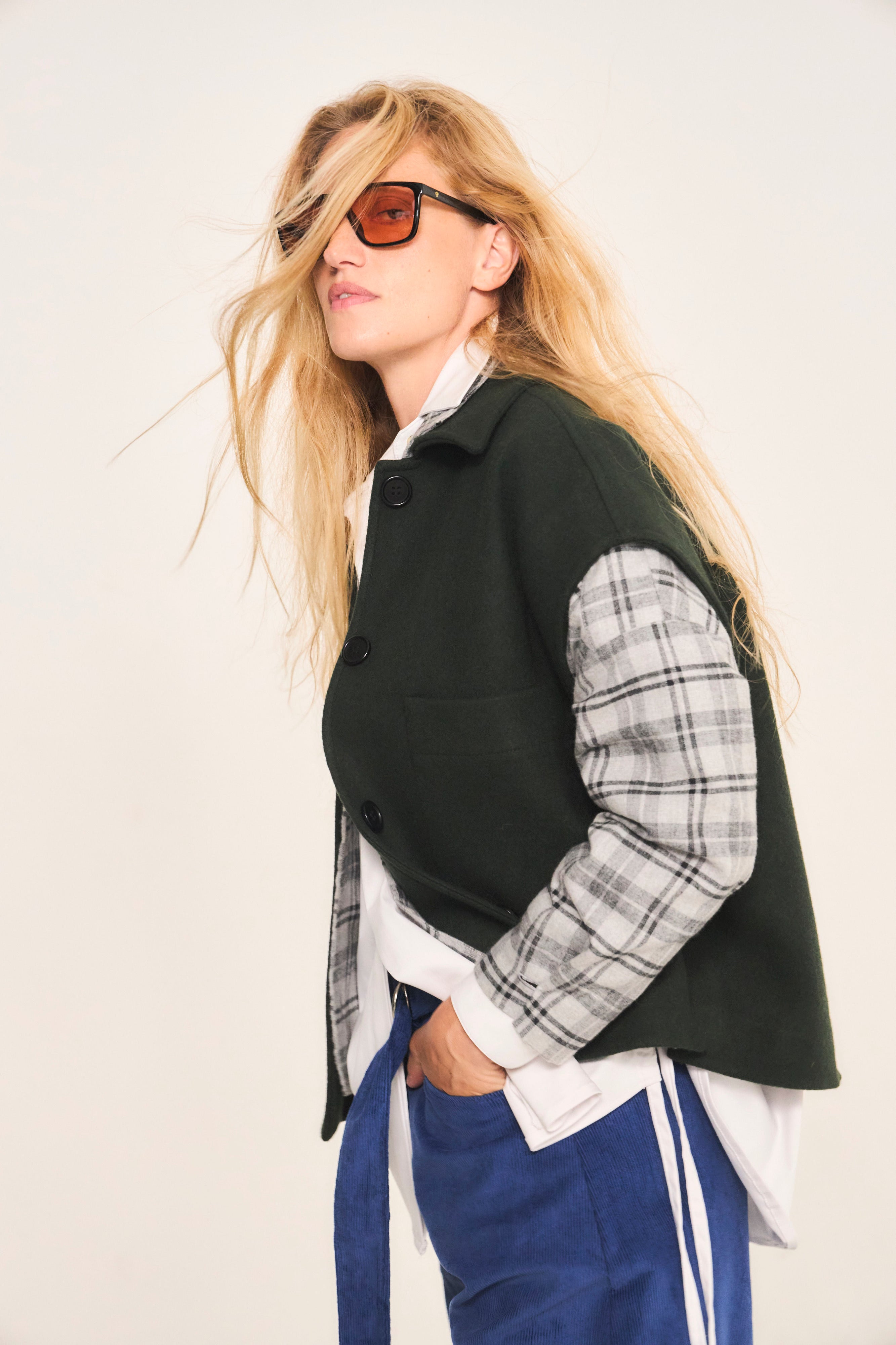 Chaqueta Sin Manga Outremer 100% Lana Verde