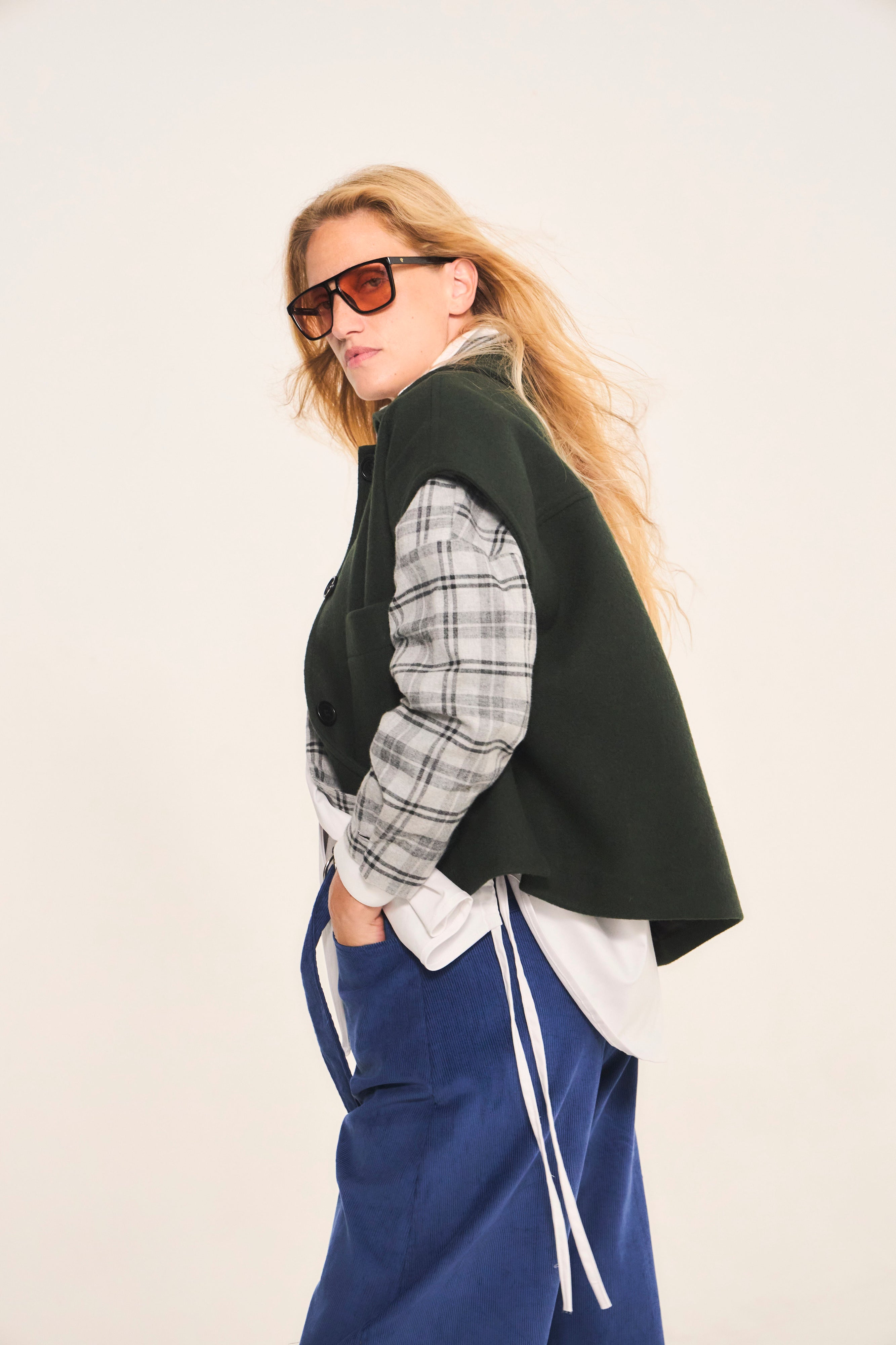 Chaqueta Sin Manga Outremer 100% Lana Verde