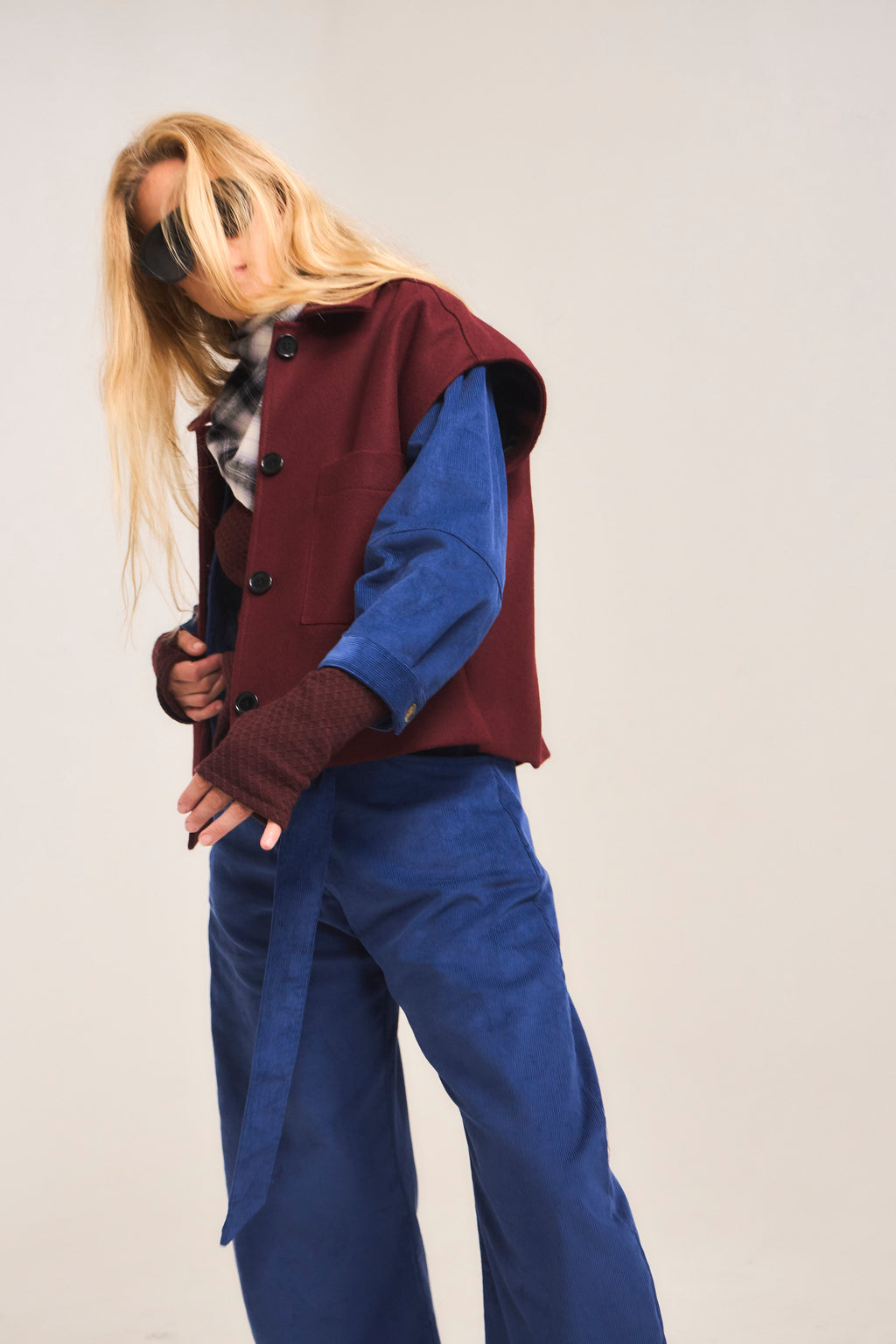 Chaqueta Sin Manga Outremer 100% Lana Burdeo