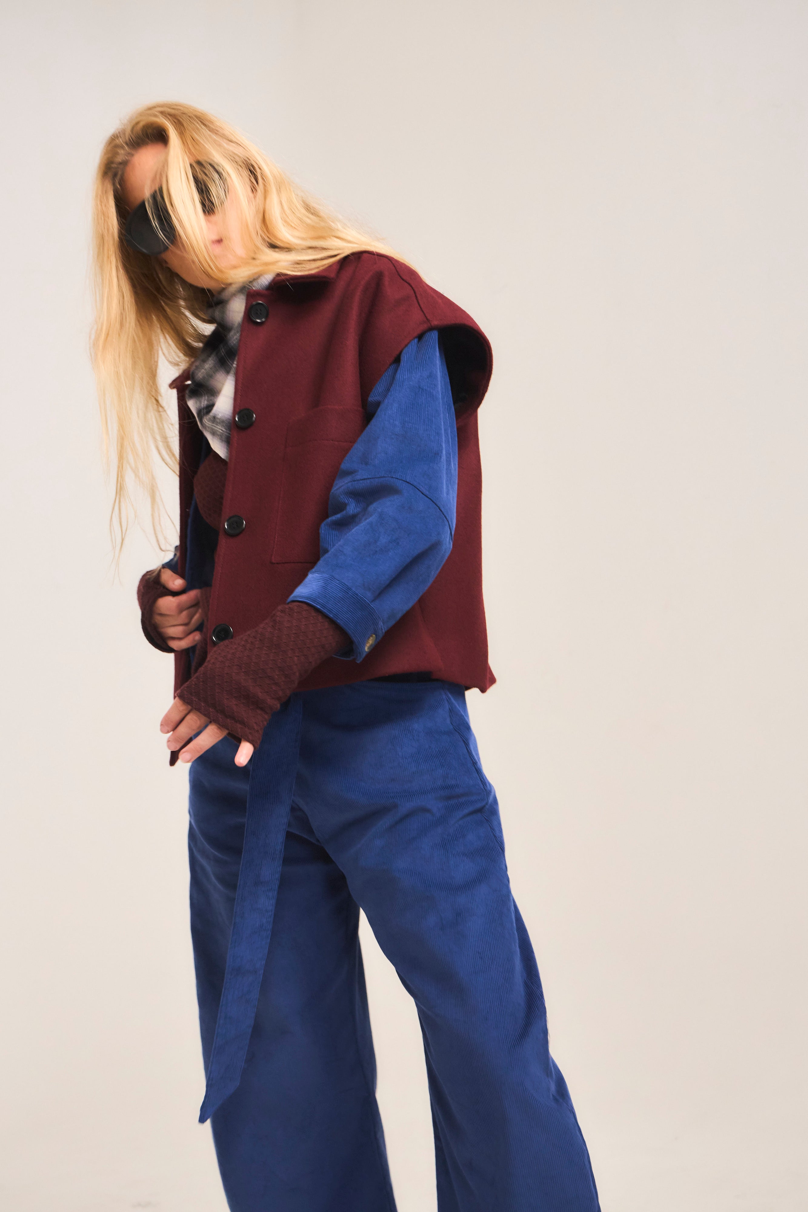 Chaqueta Sin Manga Outremer 100% Lana Burdeo