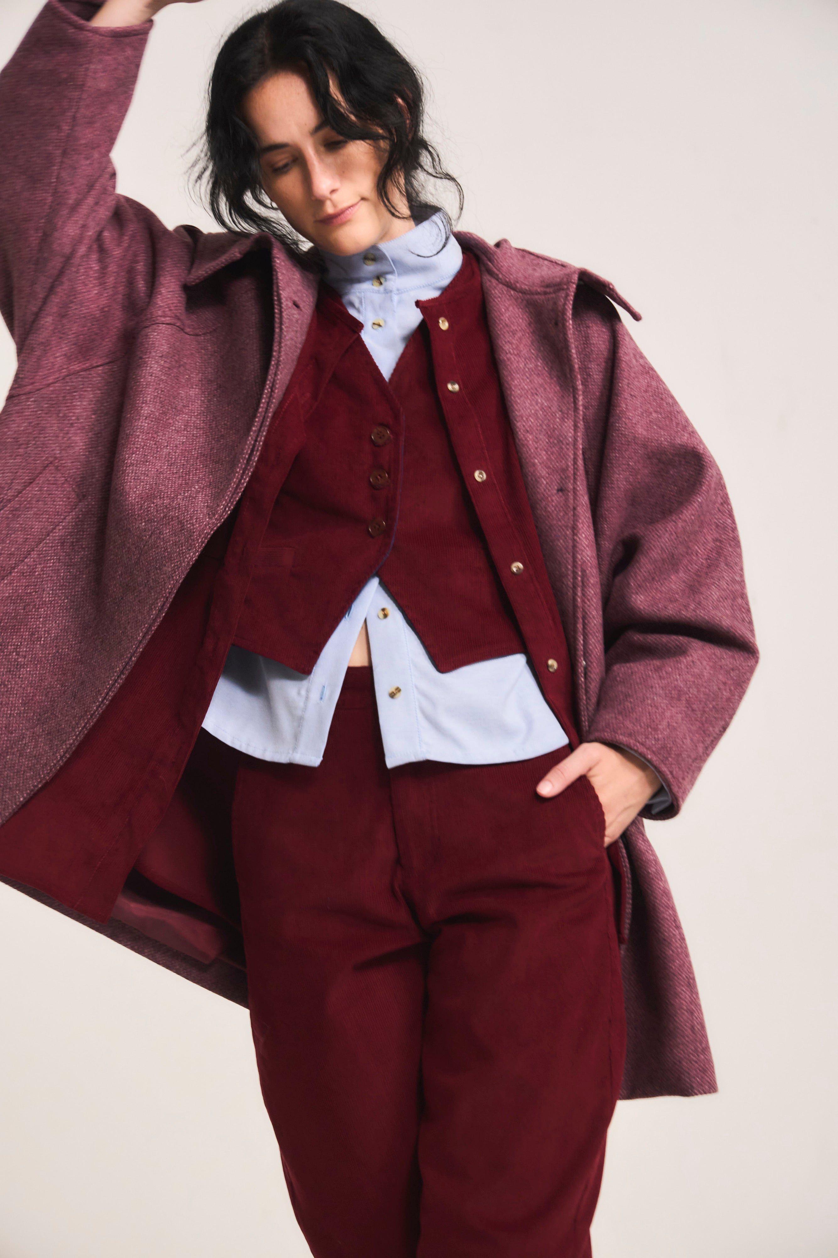 Chaquetón Dunes 100% Lana Espiga Rosa