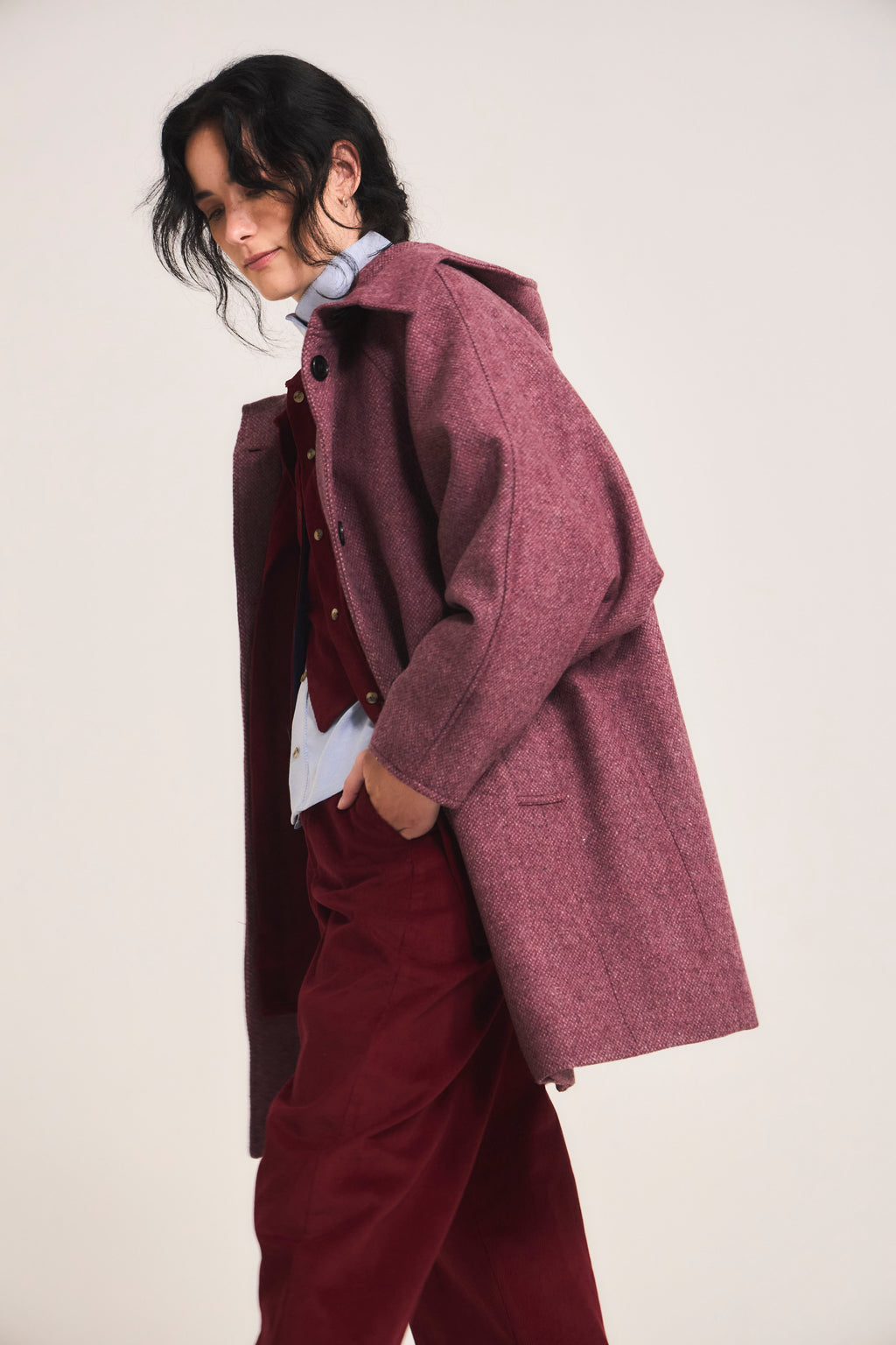 Chaquetón Dunes 100% Lana Espiga Rosa