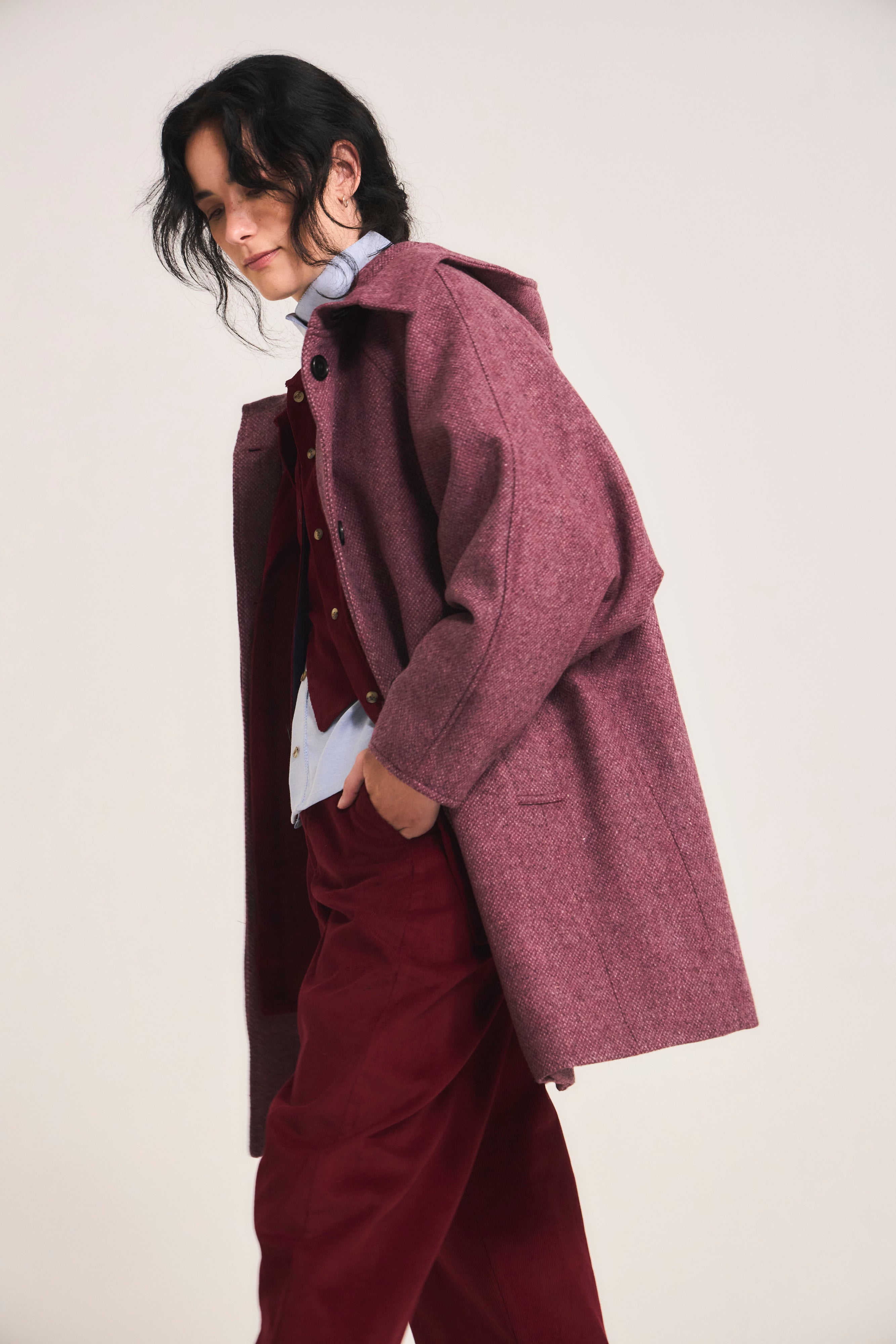 Chaquetón Dunes 100% Lana Espiga Rosa