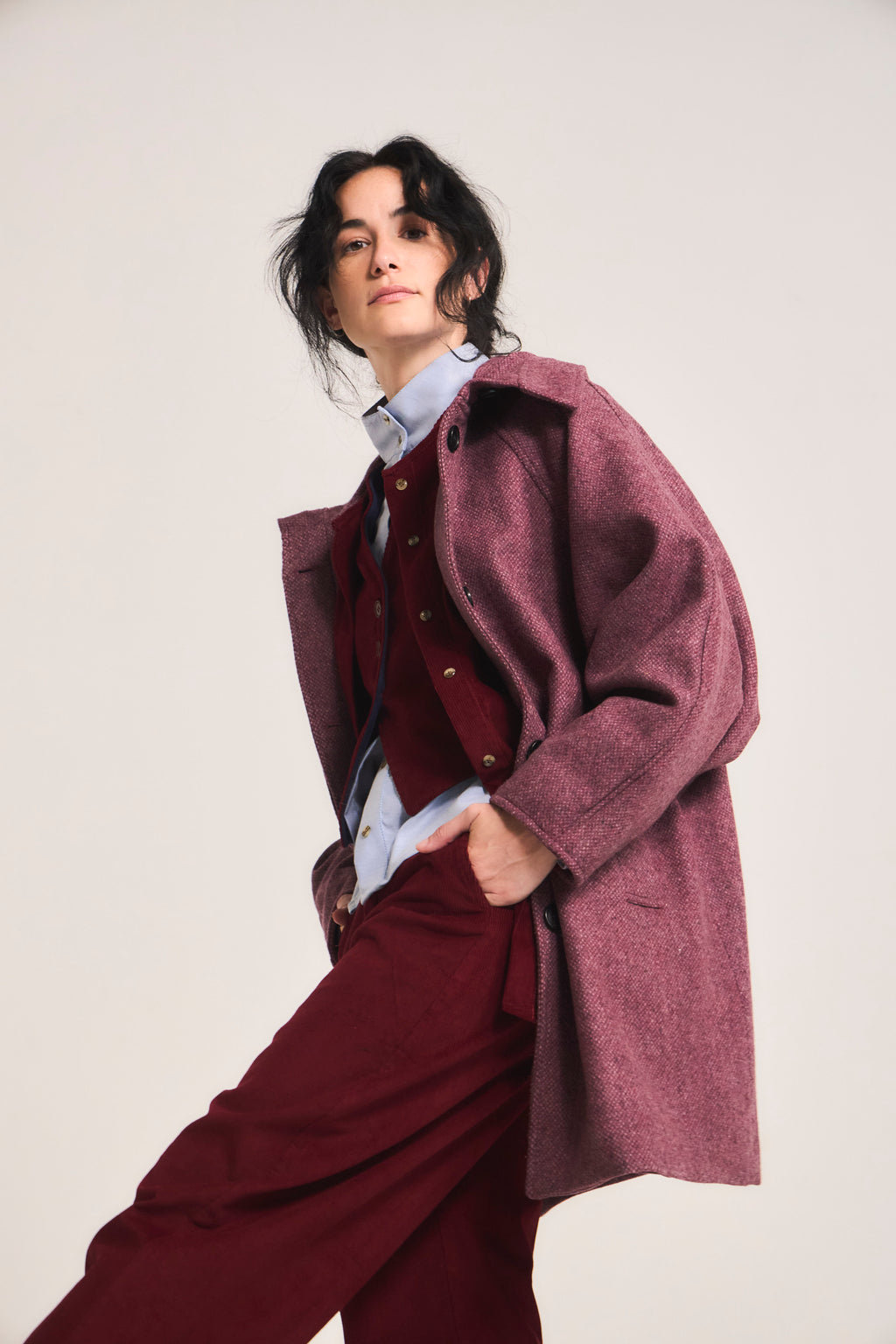 Chaquetón Dunes 100% Lana Espiga Rosa