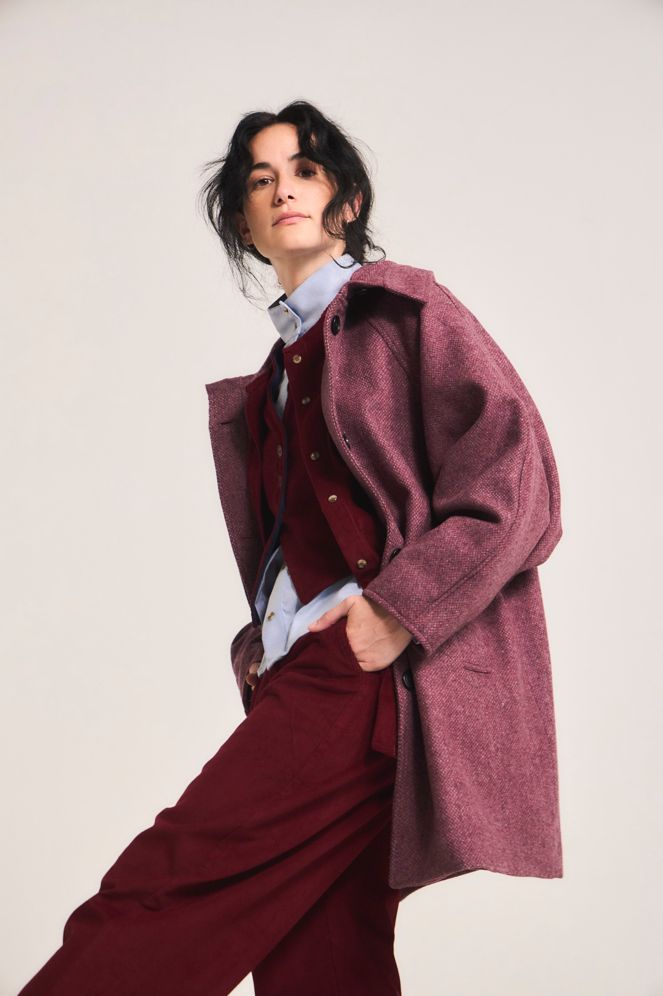 Chaquetón Dunes 100% Lana Espiga Rosa