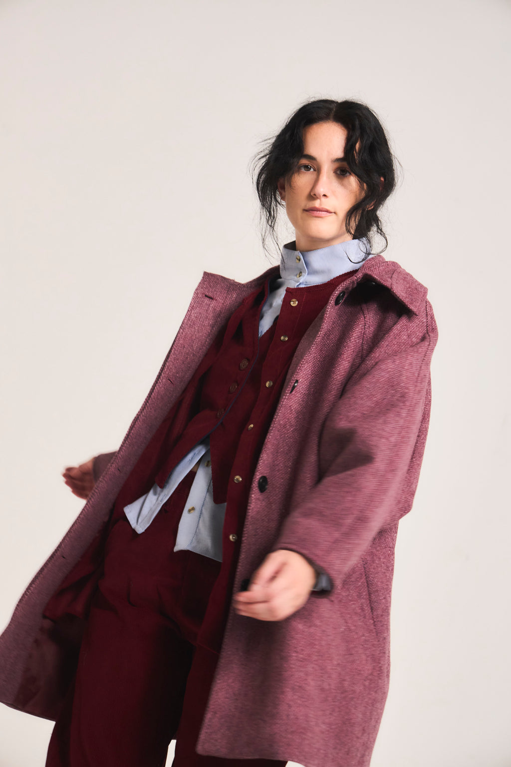 Chaquetón Dunes 100% Lana Espiga Rosa