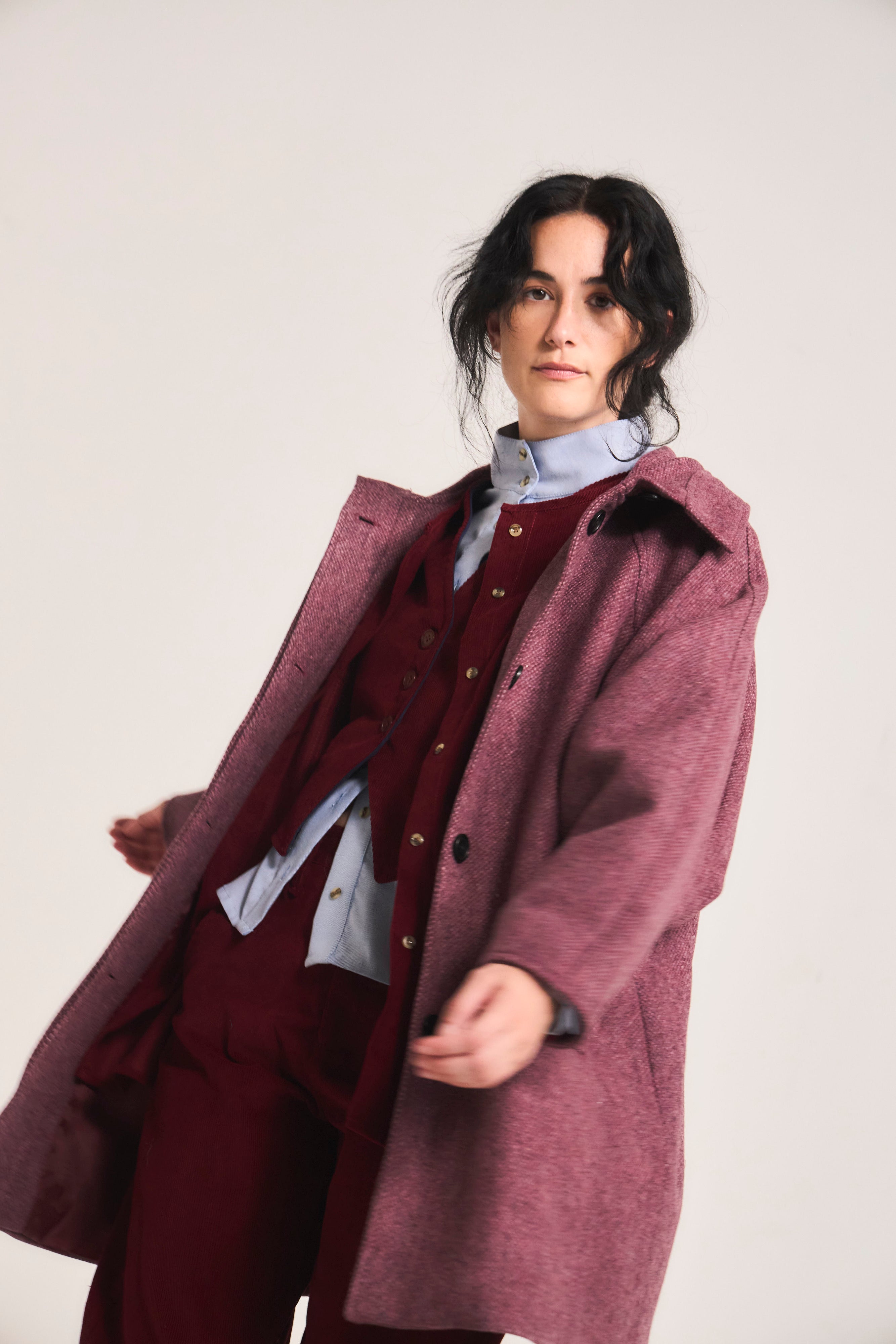 Chaquetón Dunes 100% Lana Espiga Rosa