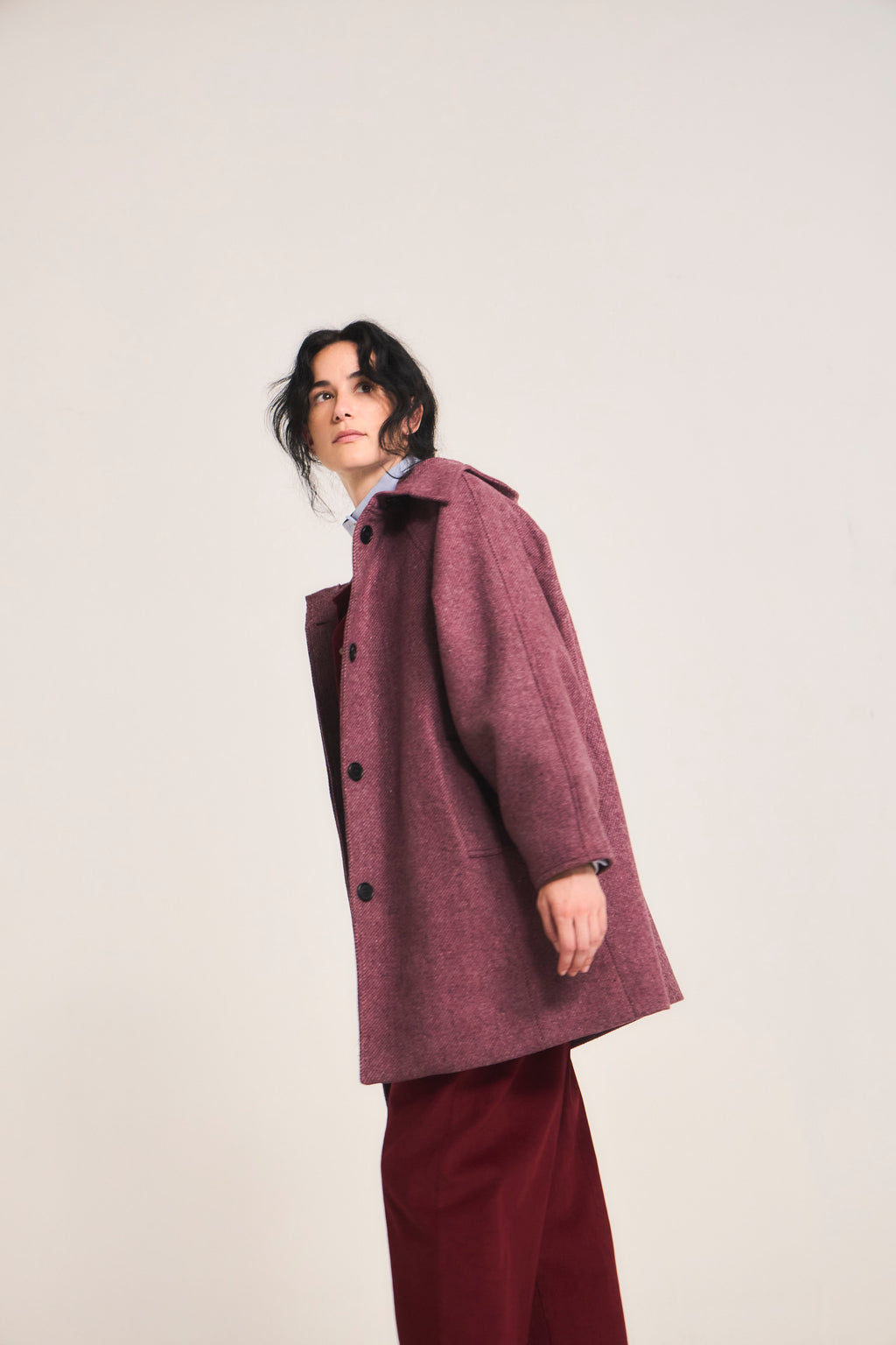 Chaquetón Dunes 100% Lana Espiga Rosa