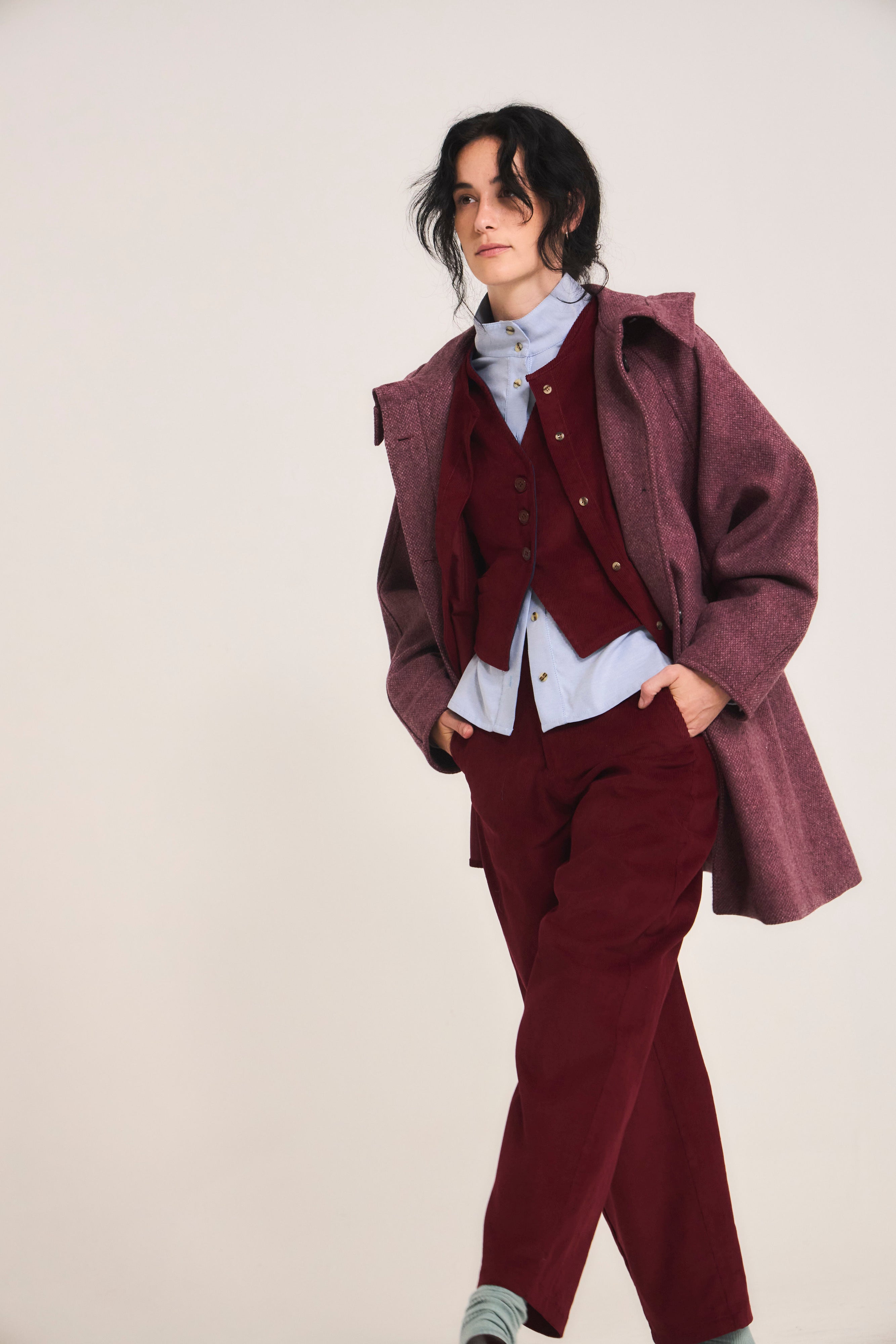 Chaquetón Dunes 100% Lana Espiga Rosa