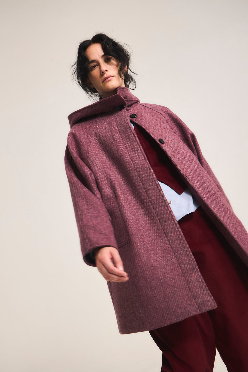 Chaquetón Dunes 100% Lana Espiga Rosa