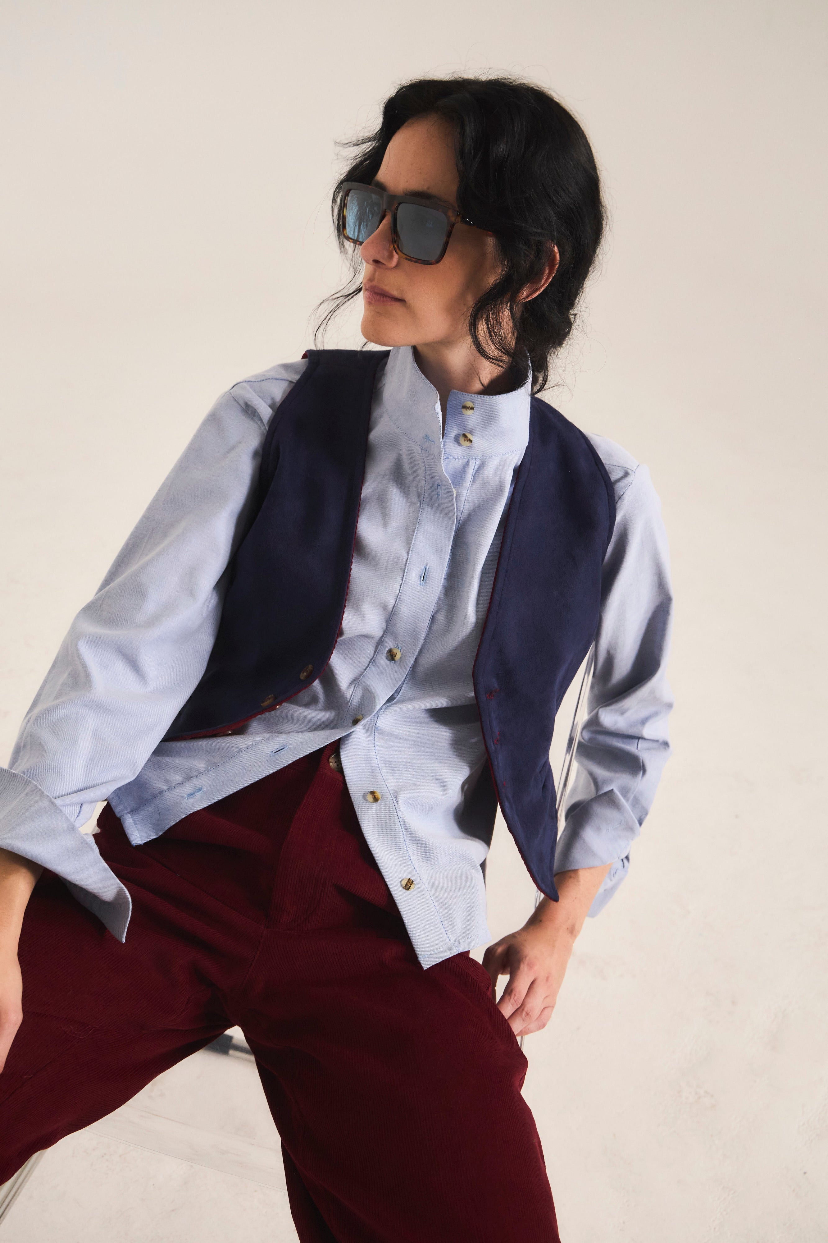 Ange Blouse 100% Oxford Cotton Sky Blue
