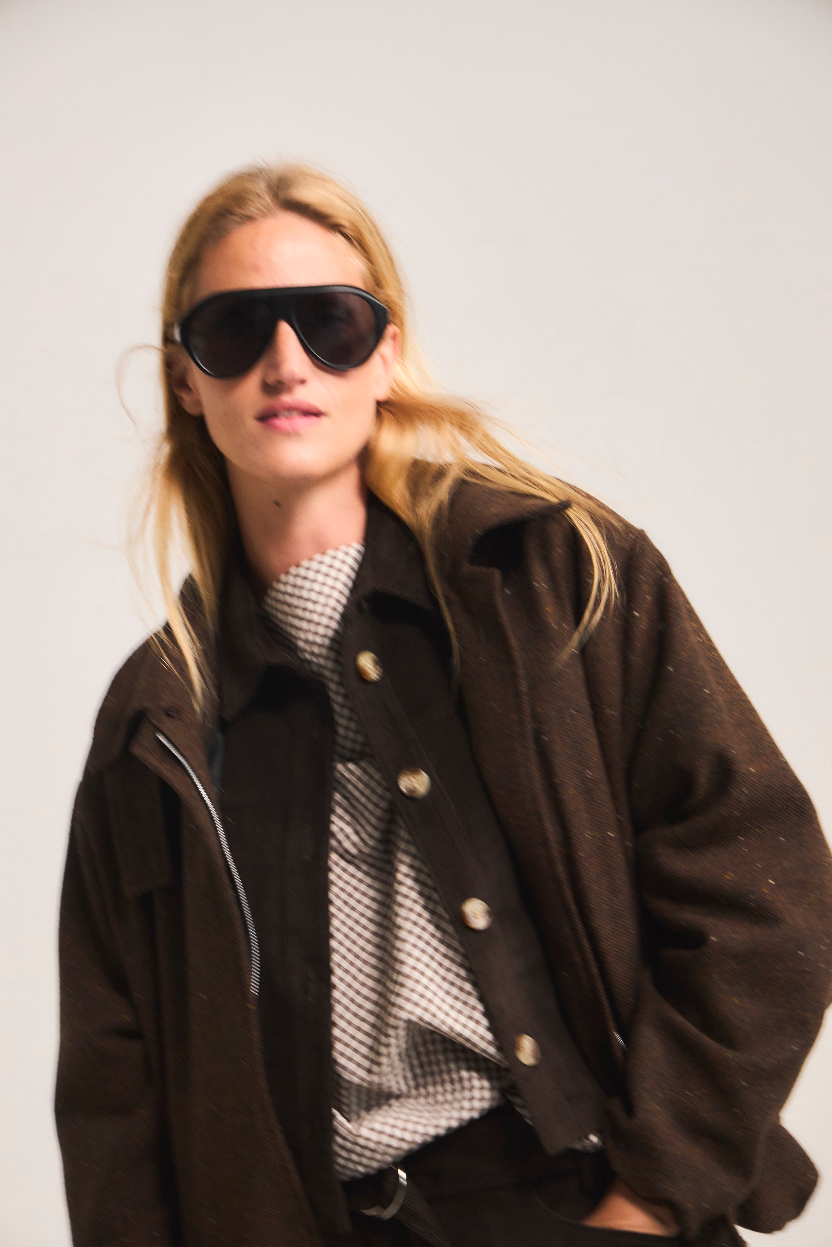 Chaqueta Bomber Desinte Lana Salpimienta Café
