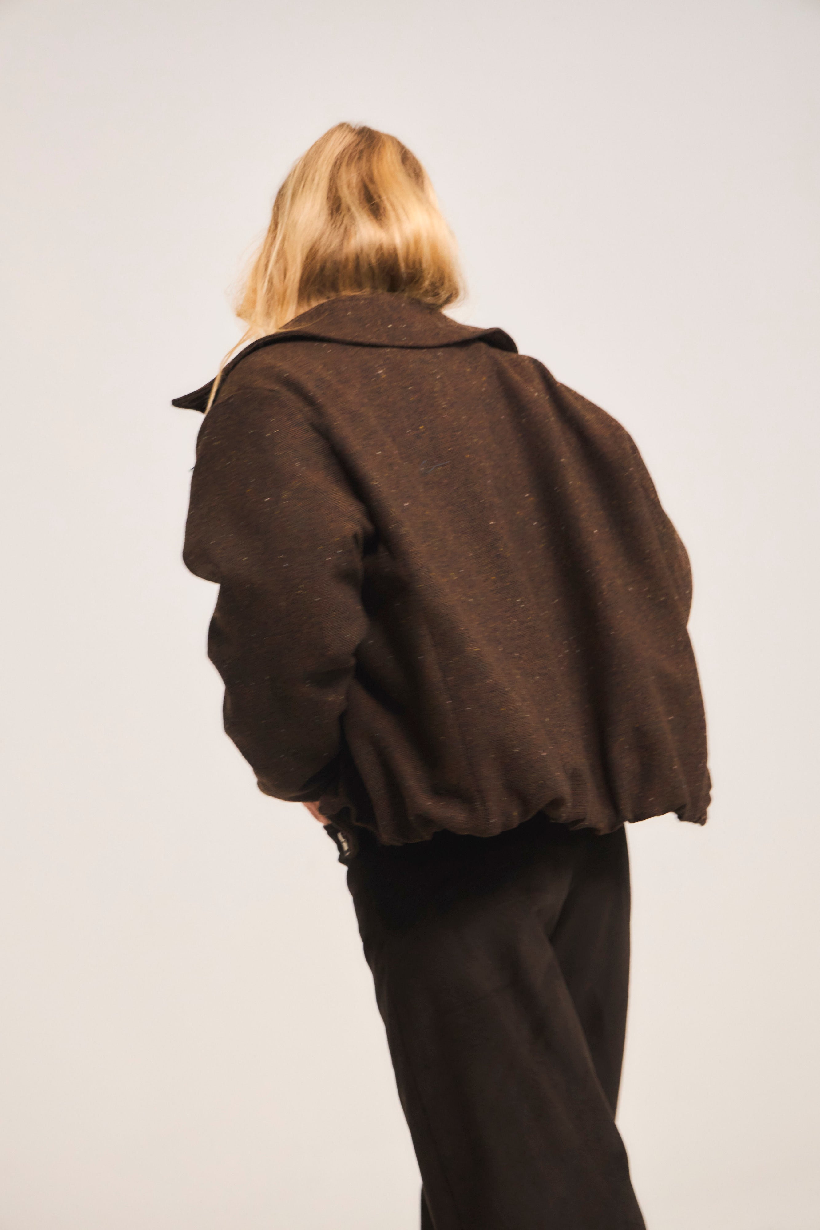 Chaqueta Bomber Desinte Lana Salpimienta Café