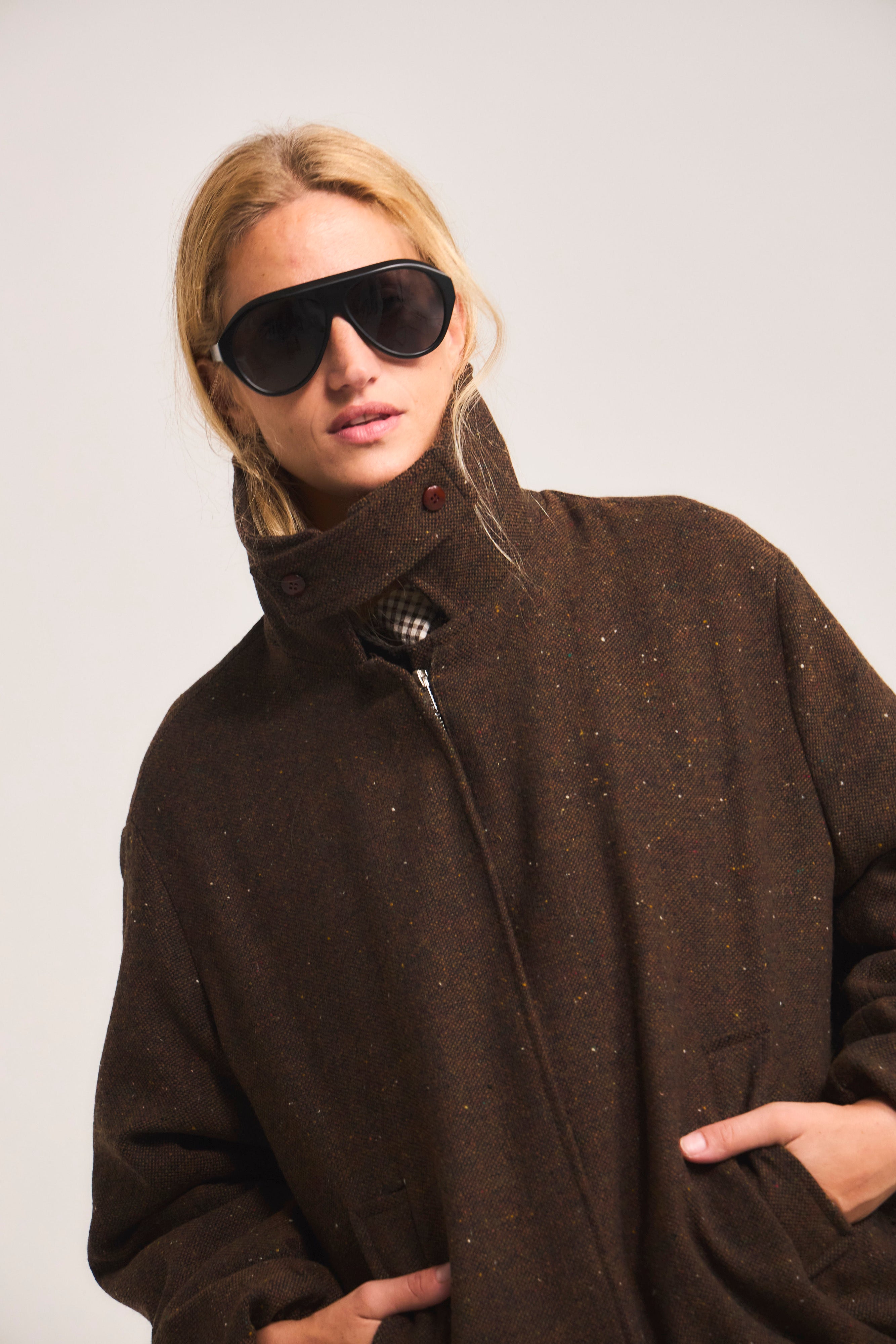 Chaqueta Bomber Desinte Lana Salpimienta Café