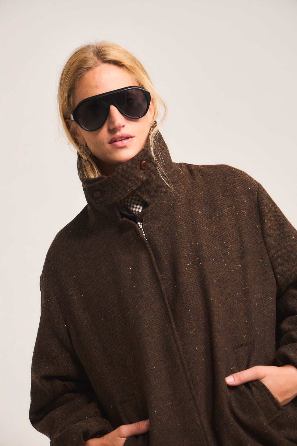 Chaqueta Bomber Desinte Lana Salpimienta Café