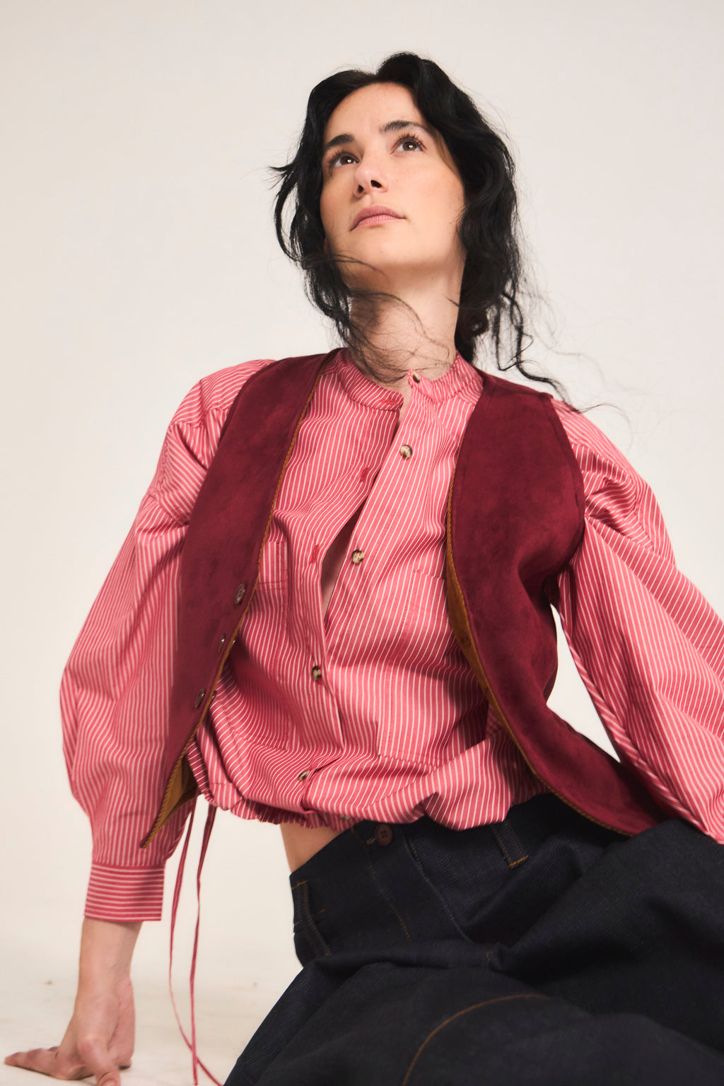 Blusa Mer Algodón Listada Roja