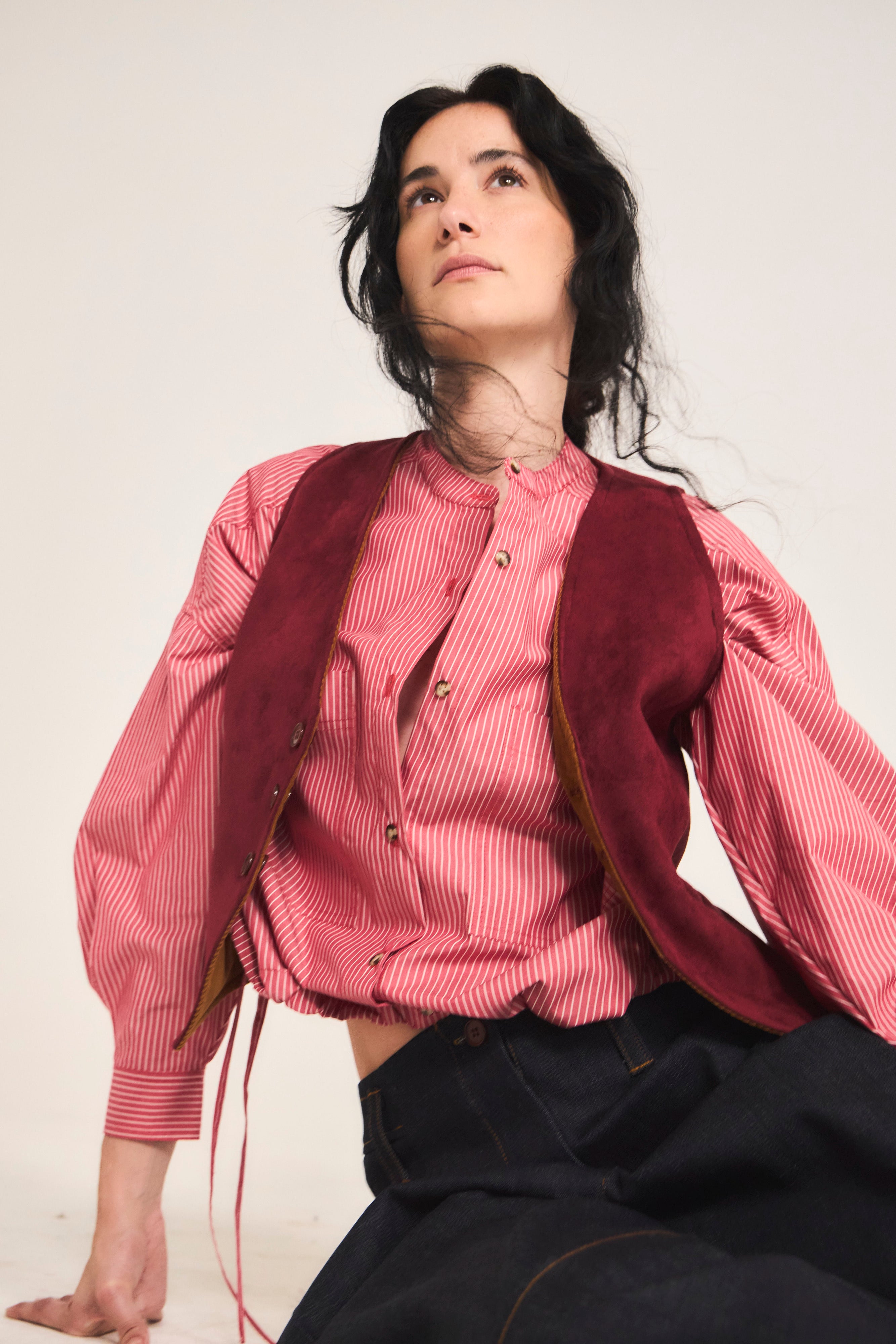 Blusa Mer Algodón Listada Roja