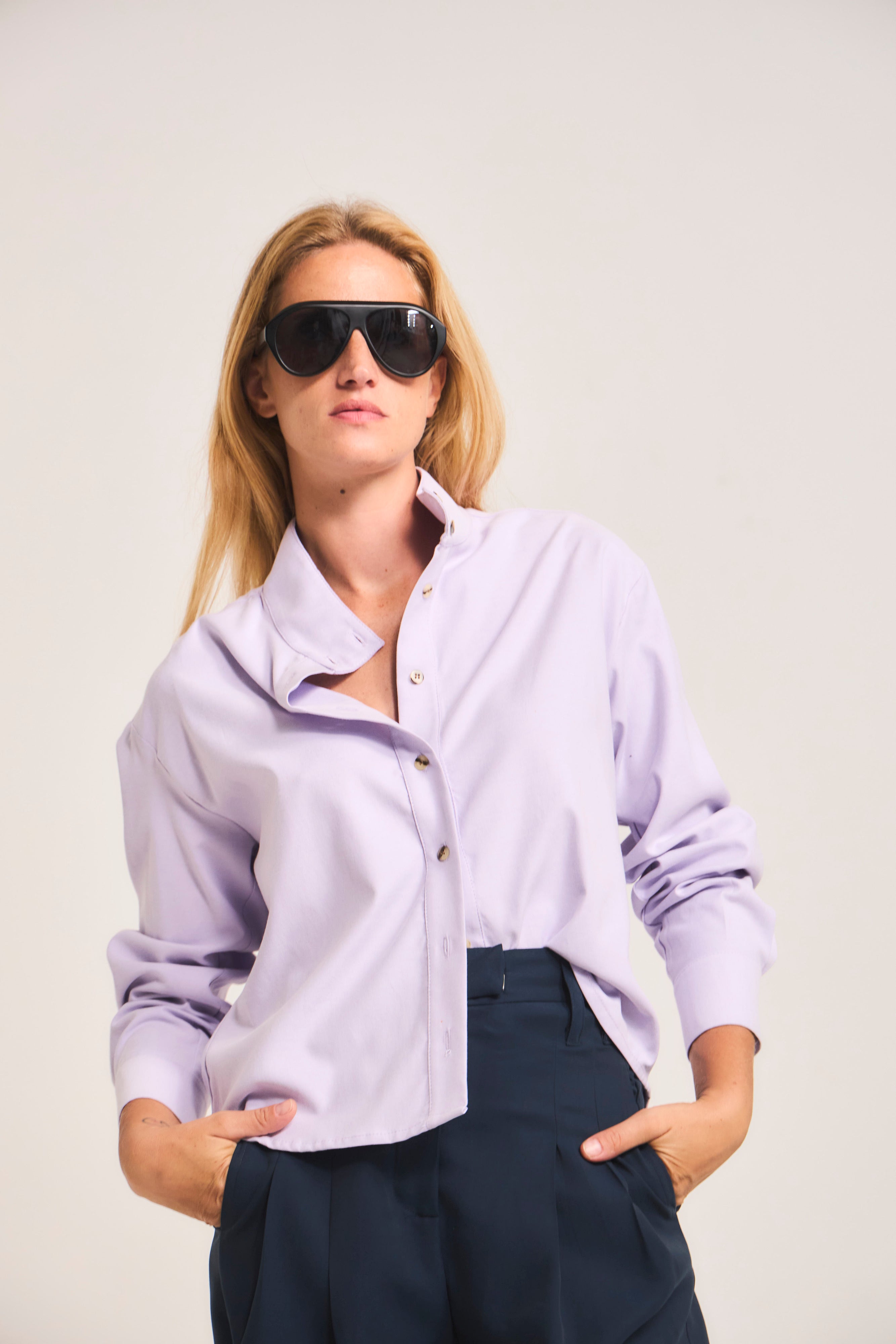 Blusa Ange 100% Algodón Oxford Lila