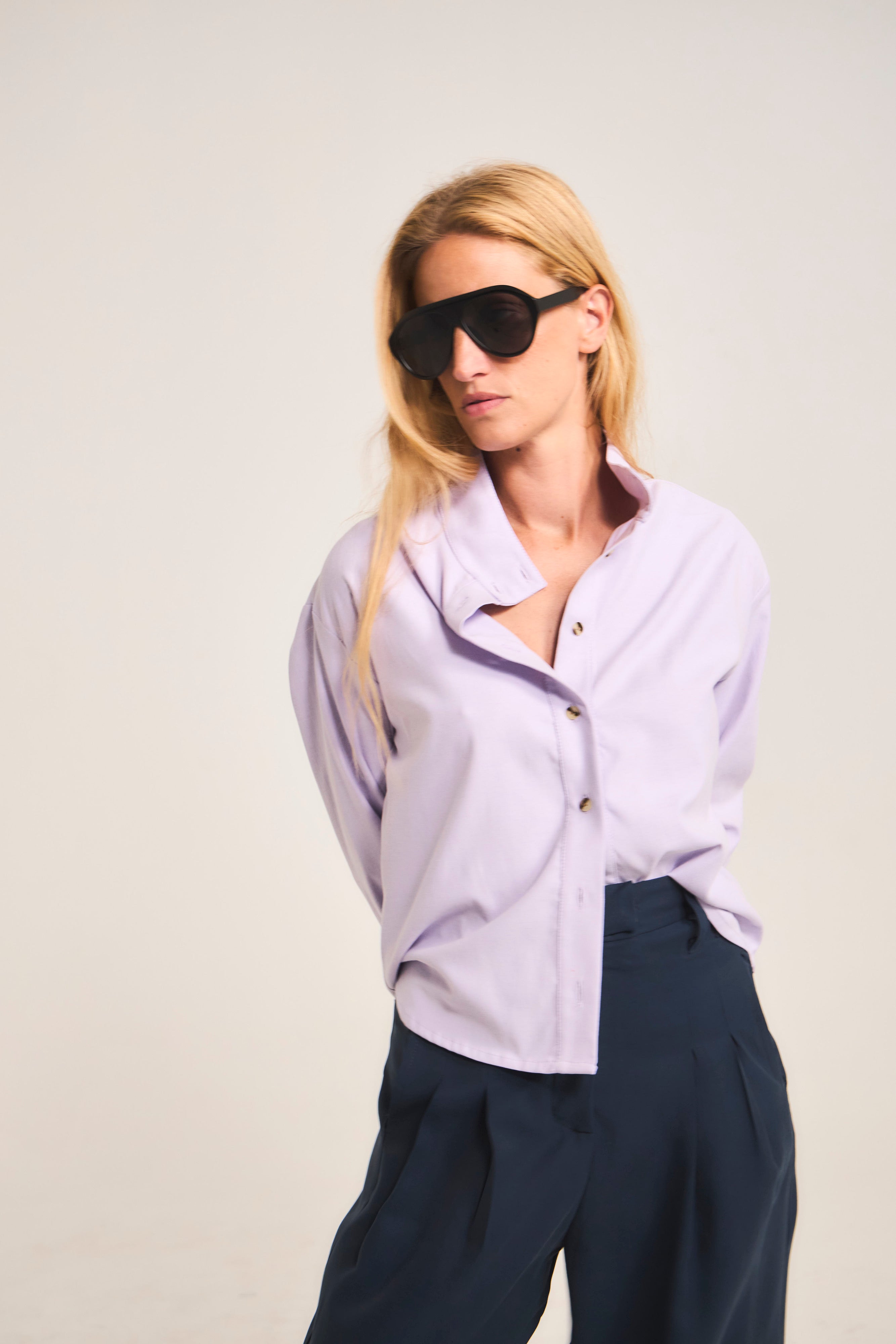 Blusa Ange 100% Algodón Oxford Lila