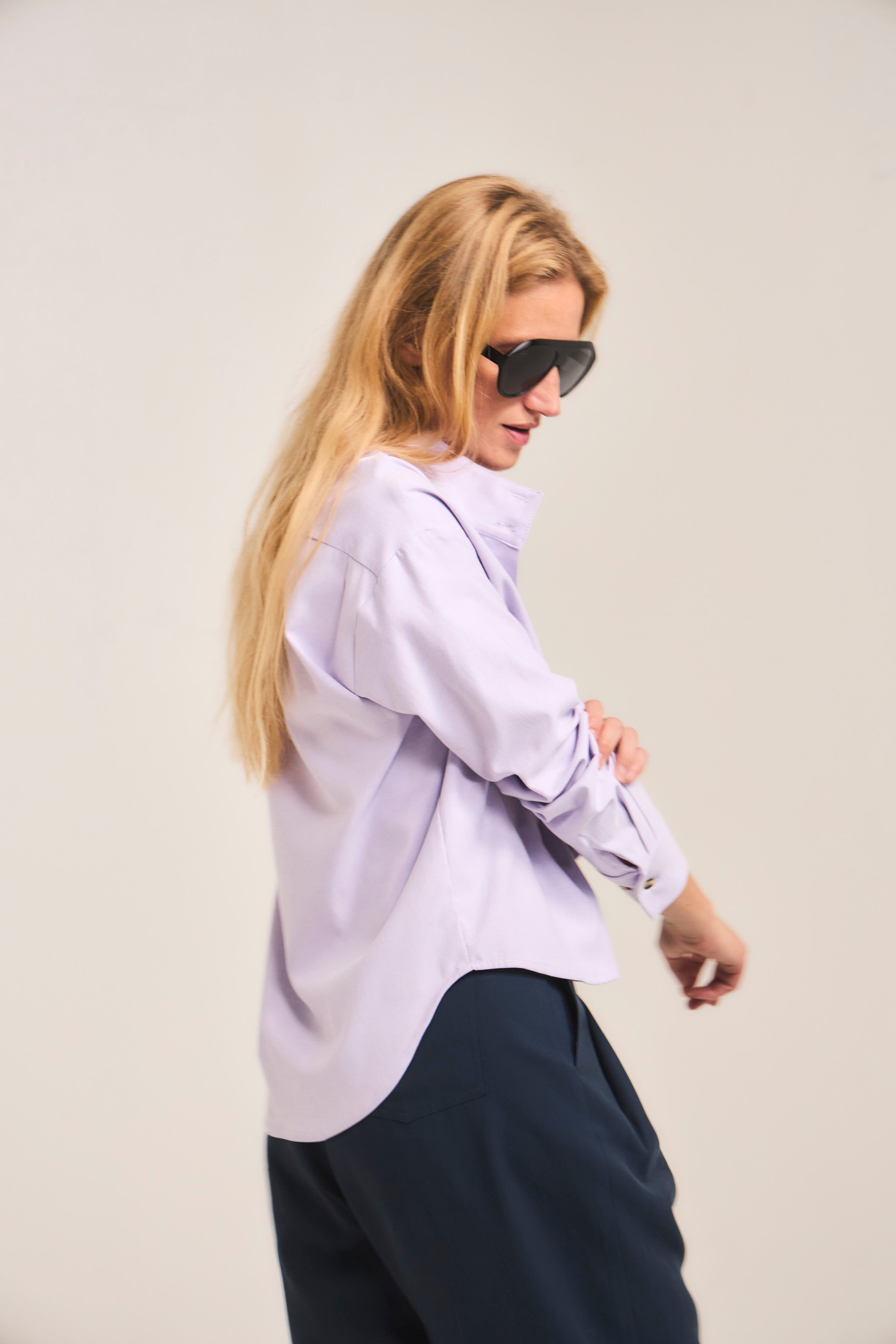Blusa Ange 100% Algodón Oxford Lila