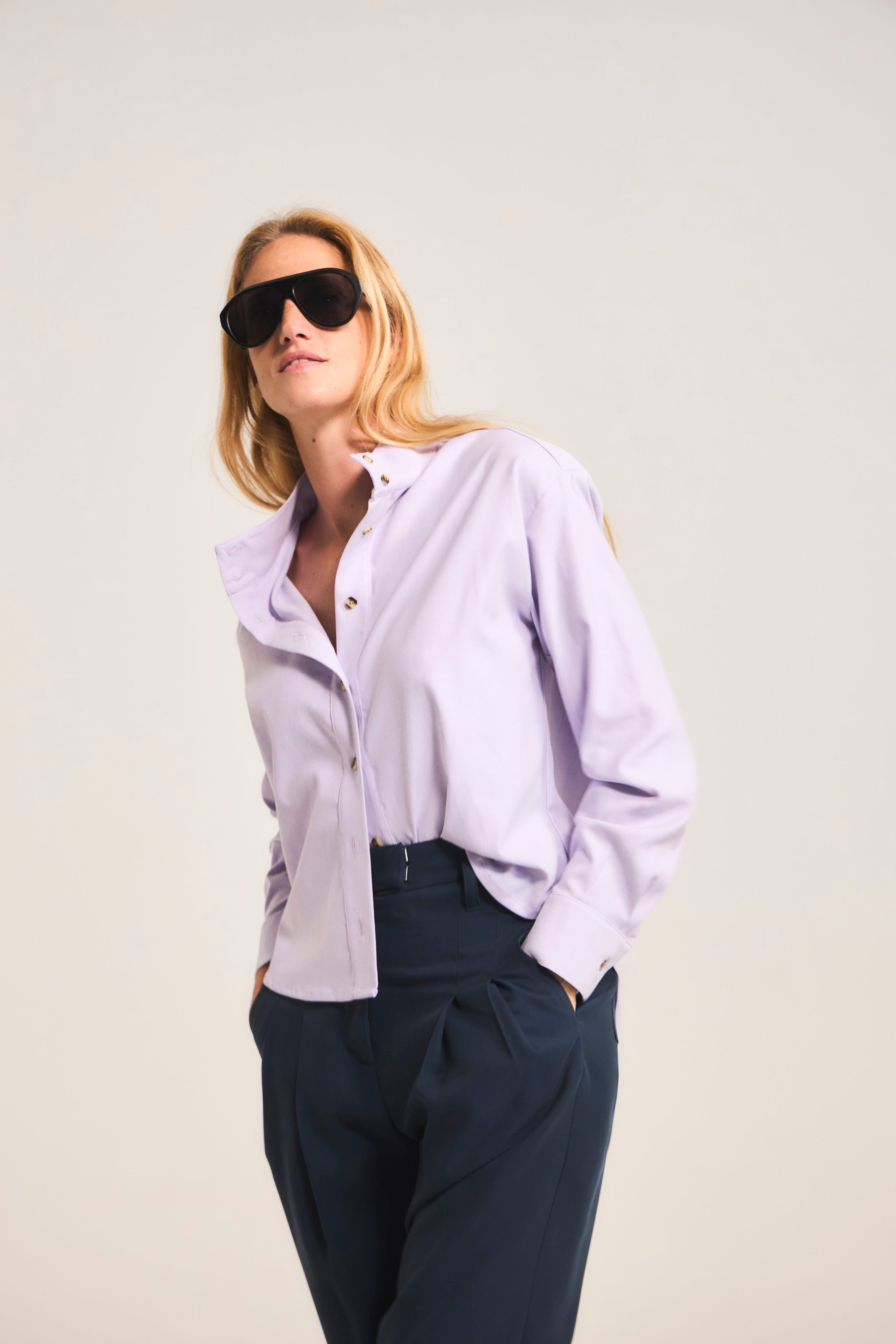 Blusa Ange 100% Algodón Oxford Lila