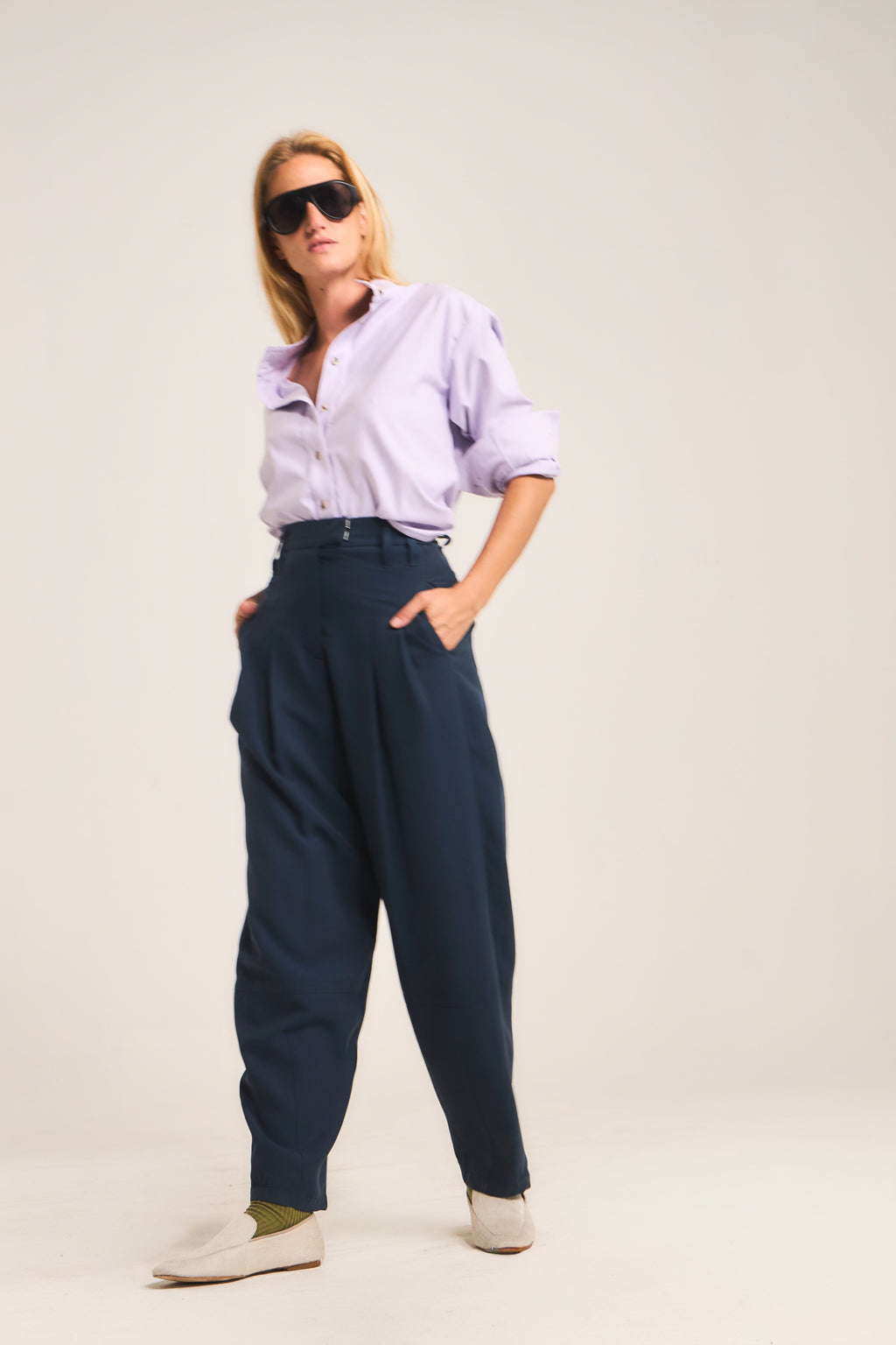 Chaine Cupro Trousers Navy