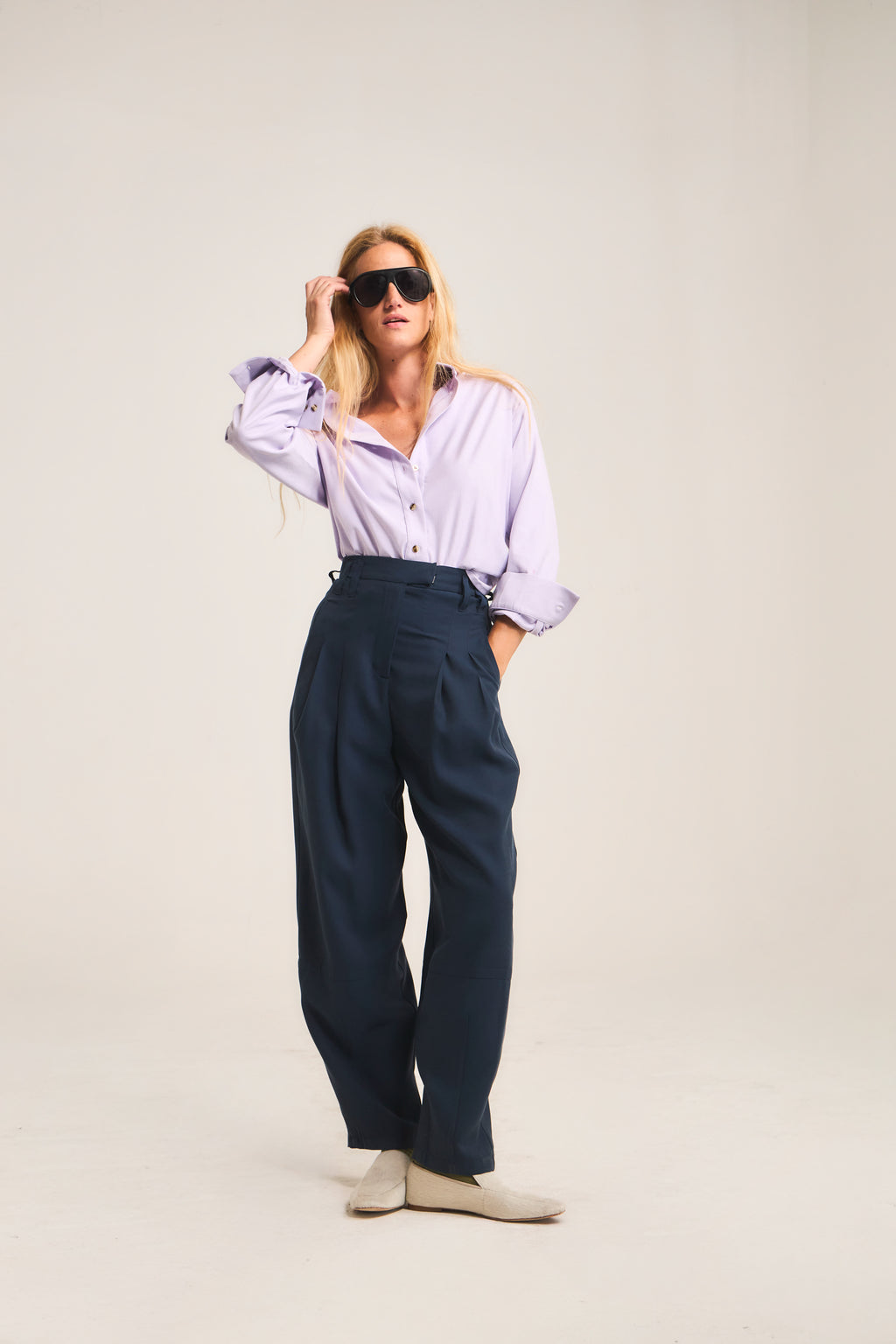 Chaine Cupro Trousers Navy