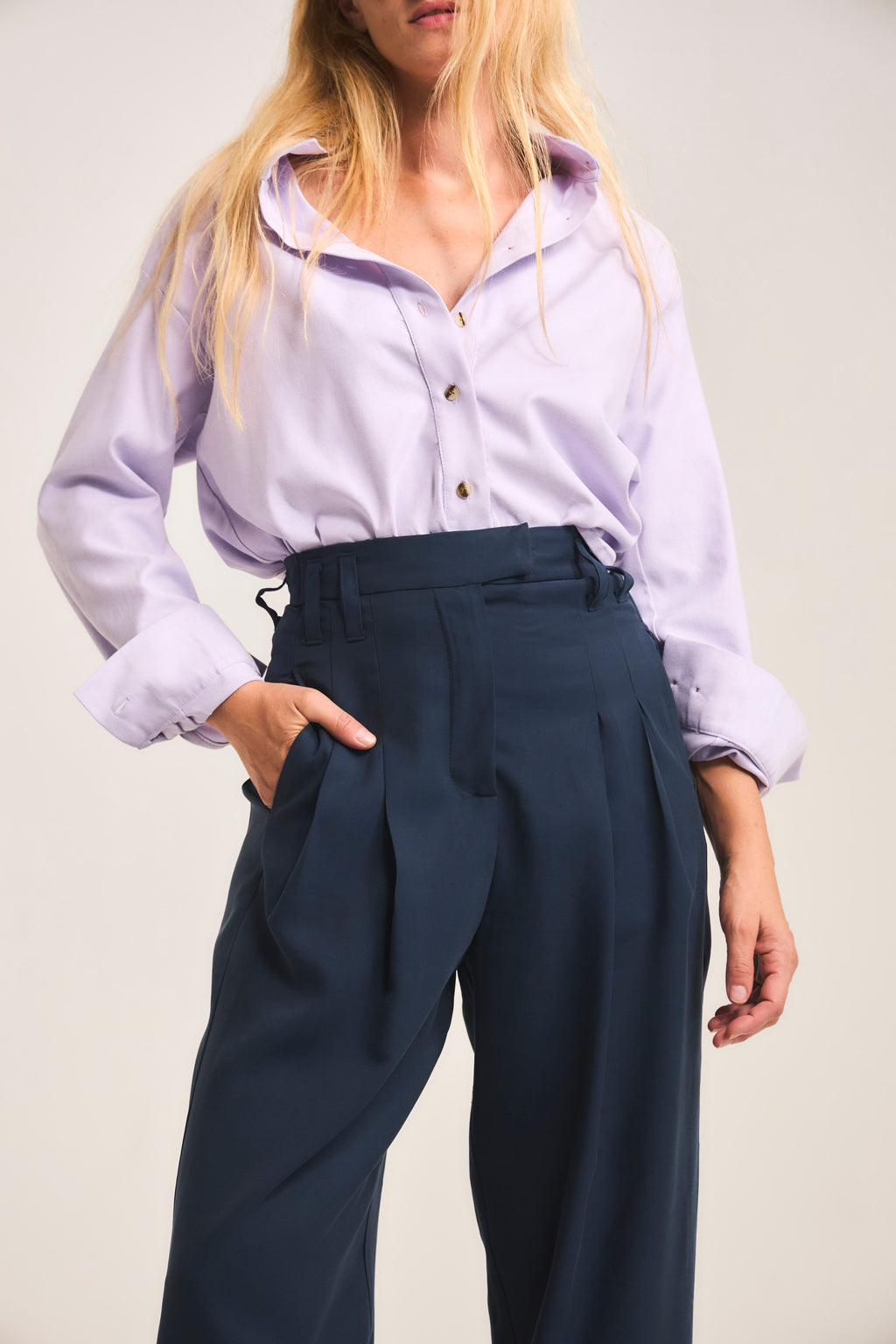 Blusa Ange 100% Algodón Oxford Lila