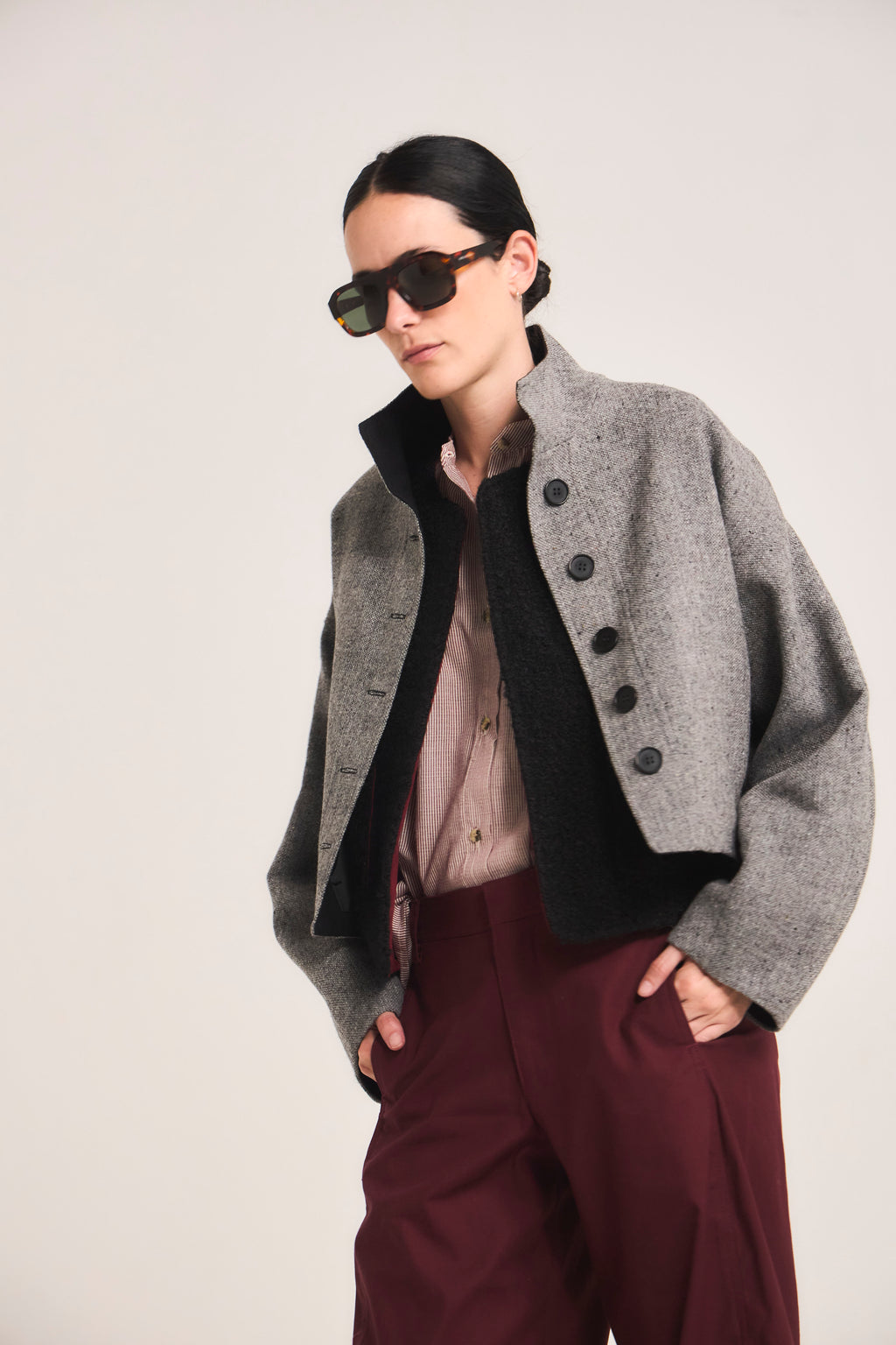 Prunelliere Grey Wool Jacket