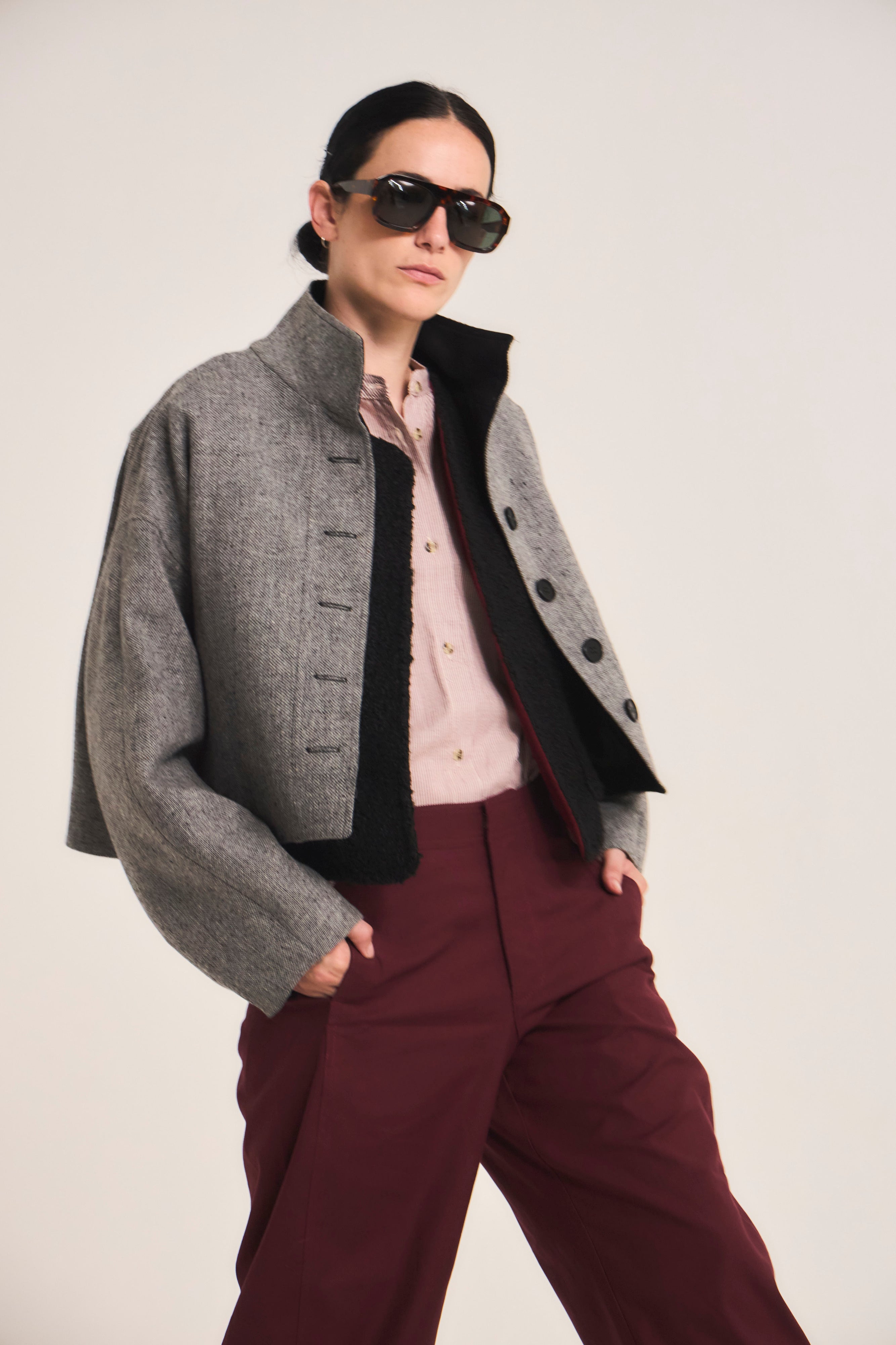 Prunelliere Grey Wool Jacket